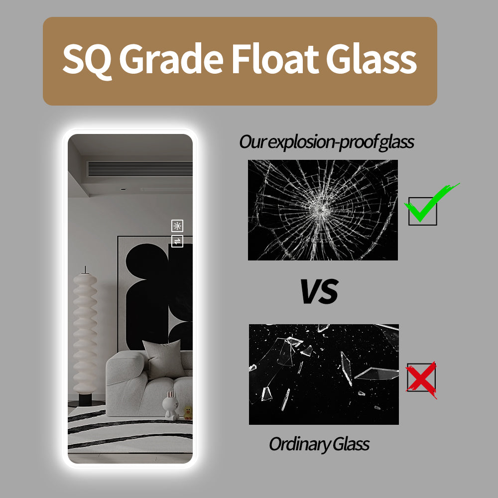 koorbiir mi6 65x24 Full Length LED Floor Mirror, Wall-Mounted Body Mirror with Dimming & 3 Color Modes for Bedroom, Full-Size Mirror with Integrated Lights