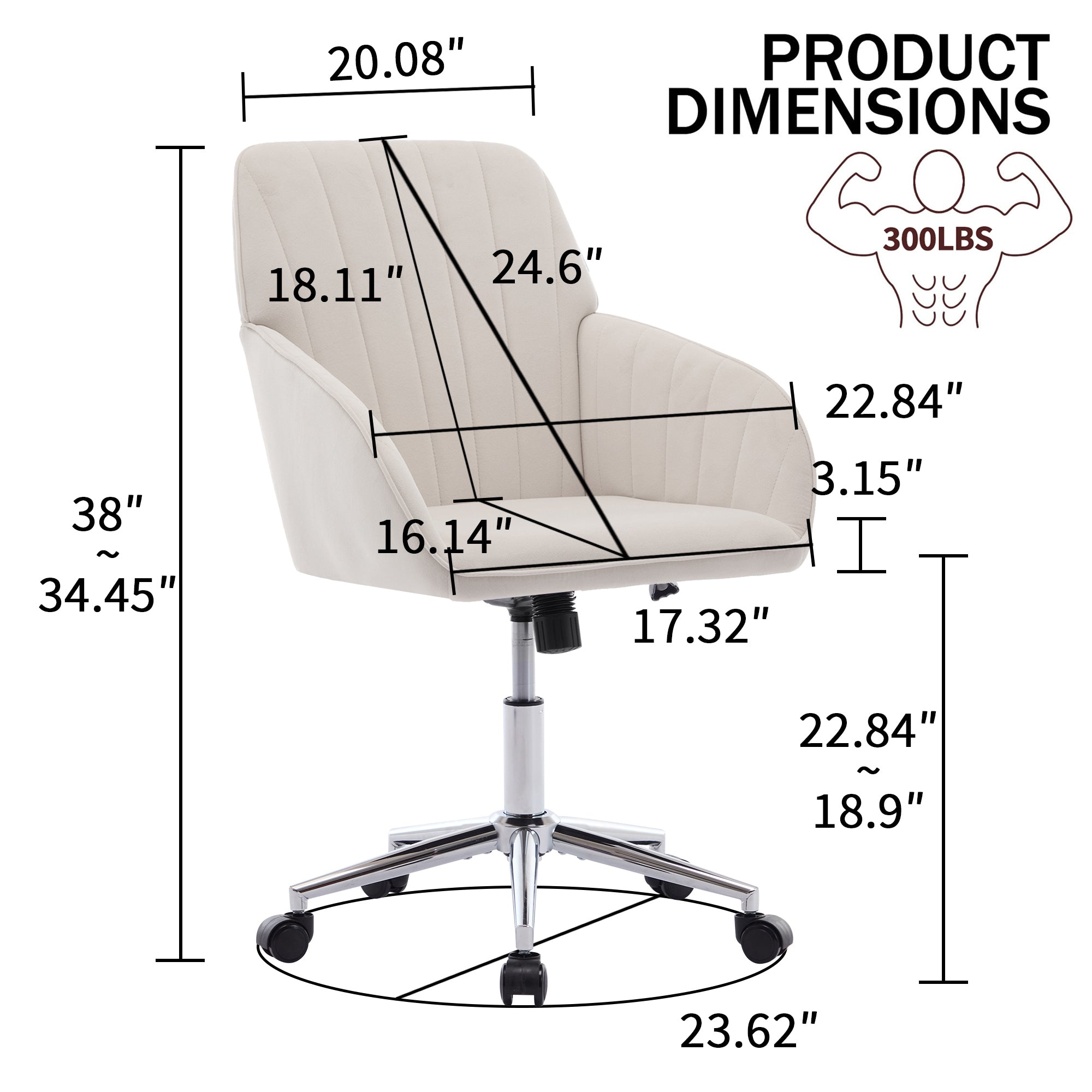 Koorbiir Adjustable Office Chair, Home Bedroom, Ergonomic Swivel Chair, Backrest Seat, Comfortable for Long Sitting