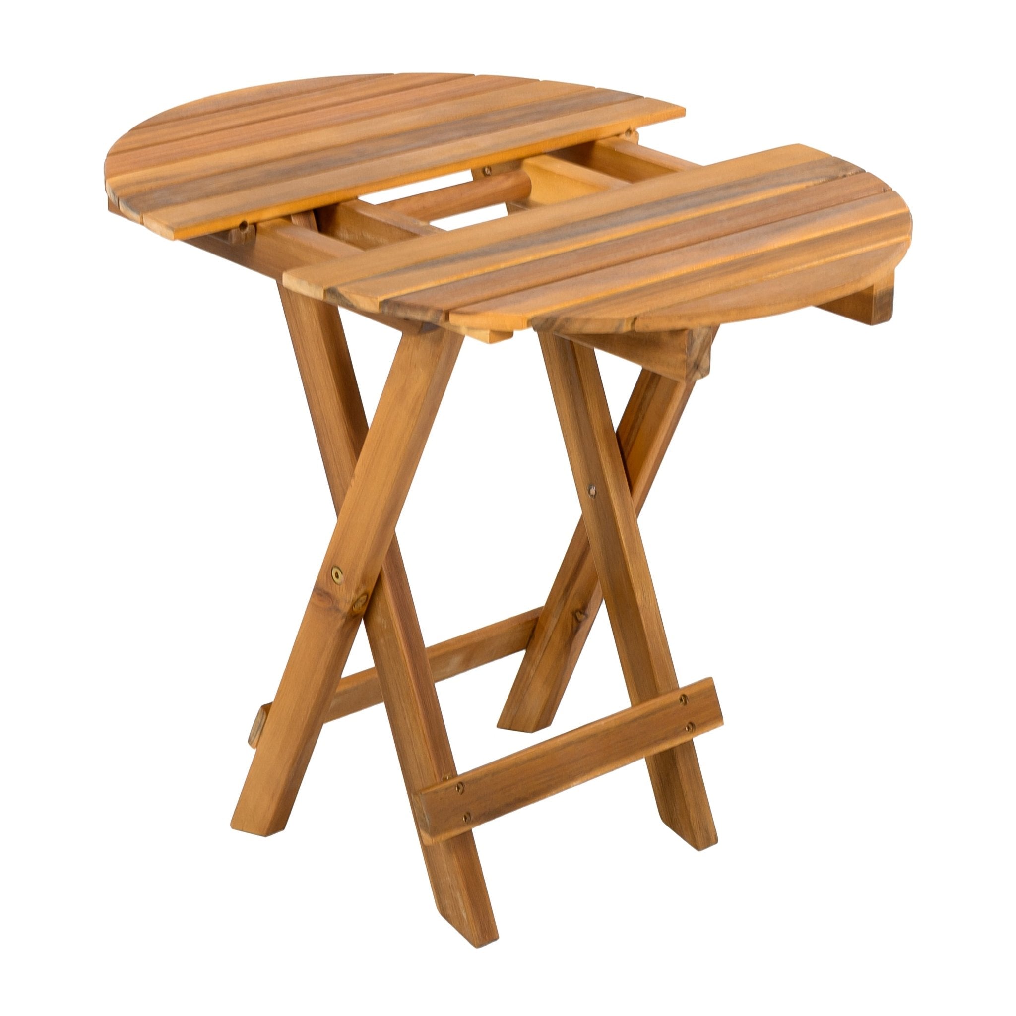 koorbiir f2 Foldable Table ¨C No Installation Needed, Adjustable Outdoor Acacia Wood Side Table in Teak Finish - Koorbiir