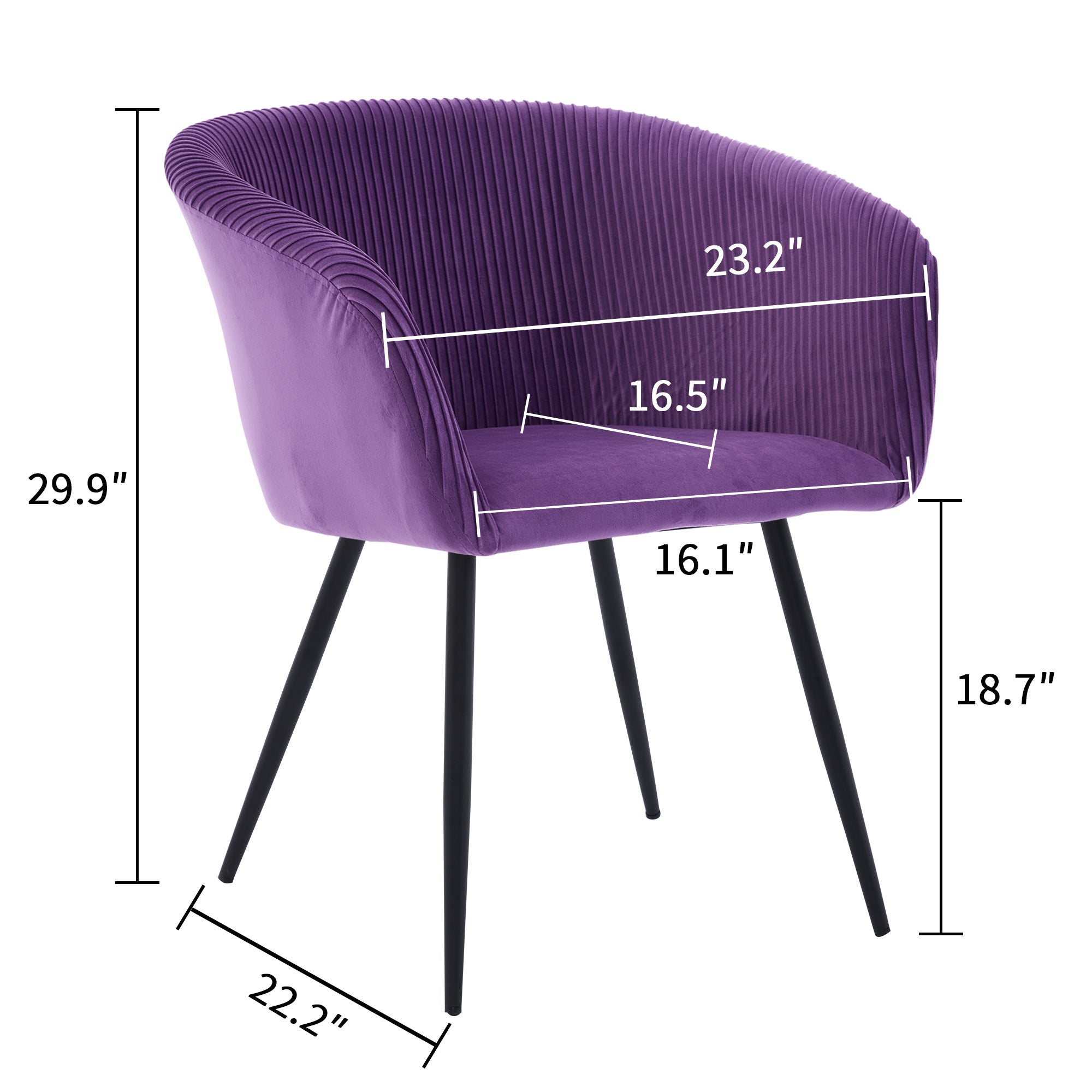 Koorbiir stripe dinding chair,Modern velvet kitchen chairs with armrests, cushioned bucket dining chairs, wheel less decorative chairs, dressing table chairs, 1pc purple