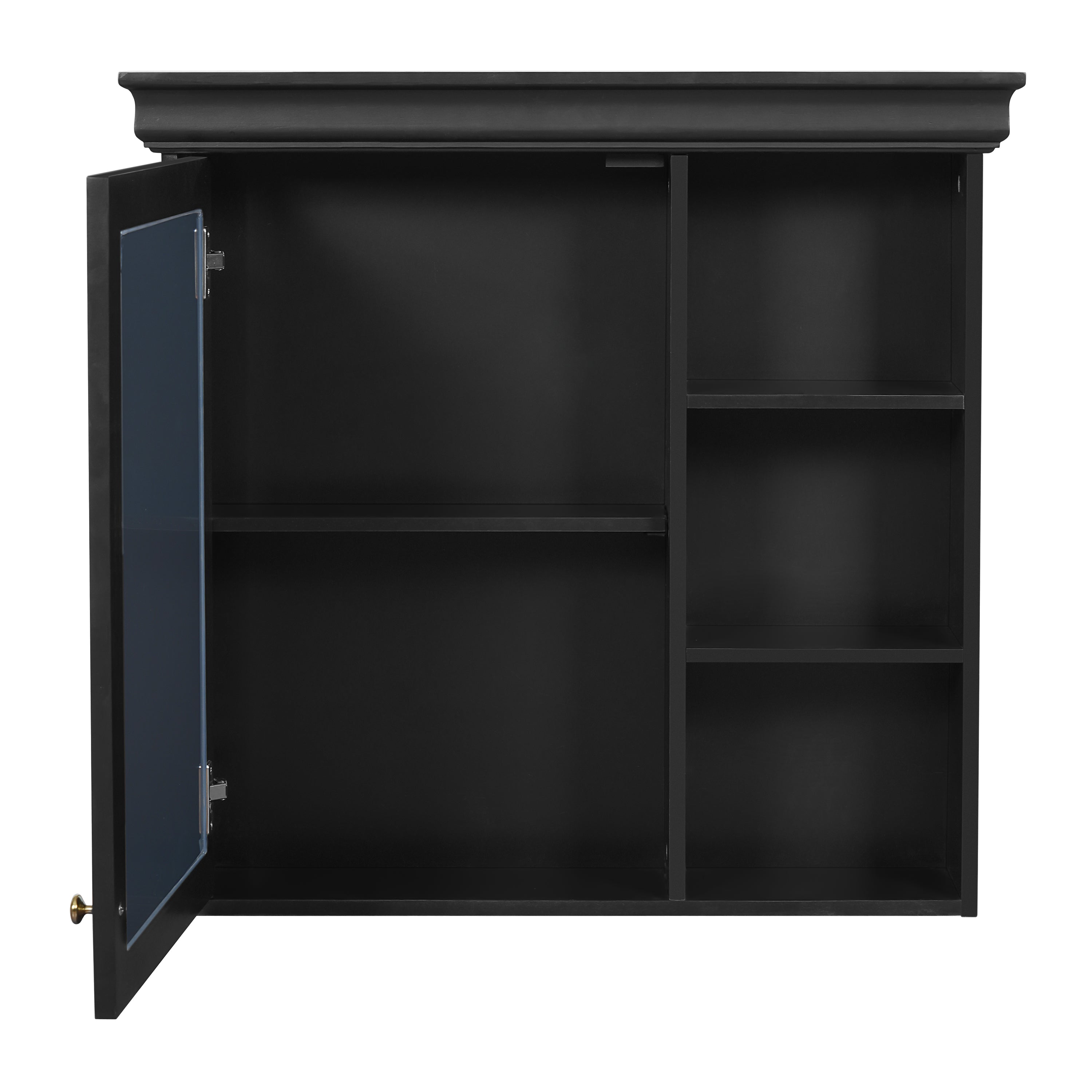 30'' x 28'' Wall-Mounted Bathroom Medicine Cabinet with Mirror ¨C Over Toilet Storage Organizer for Bathroom Organization, Black MDF Cabinet