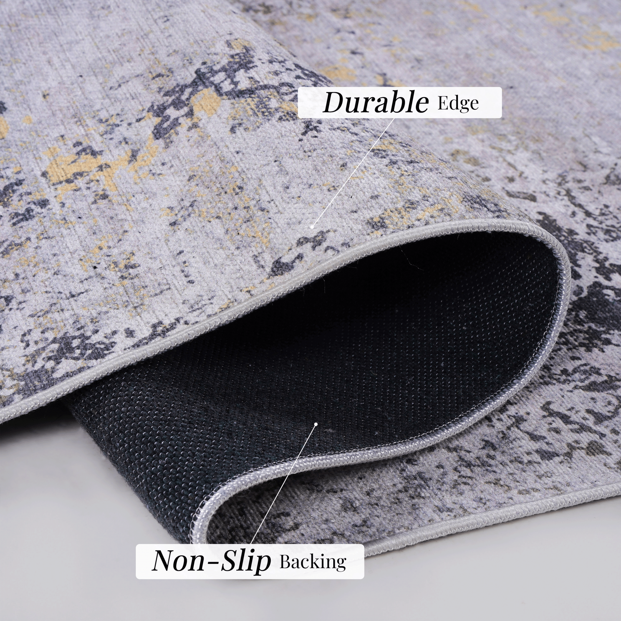 koorbiir G5 2'6 x 10' Gold & Gray Washable Runner Rug ¨C Durable Long Rugs for Hallway and Entryway - Koorbiir