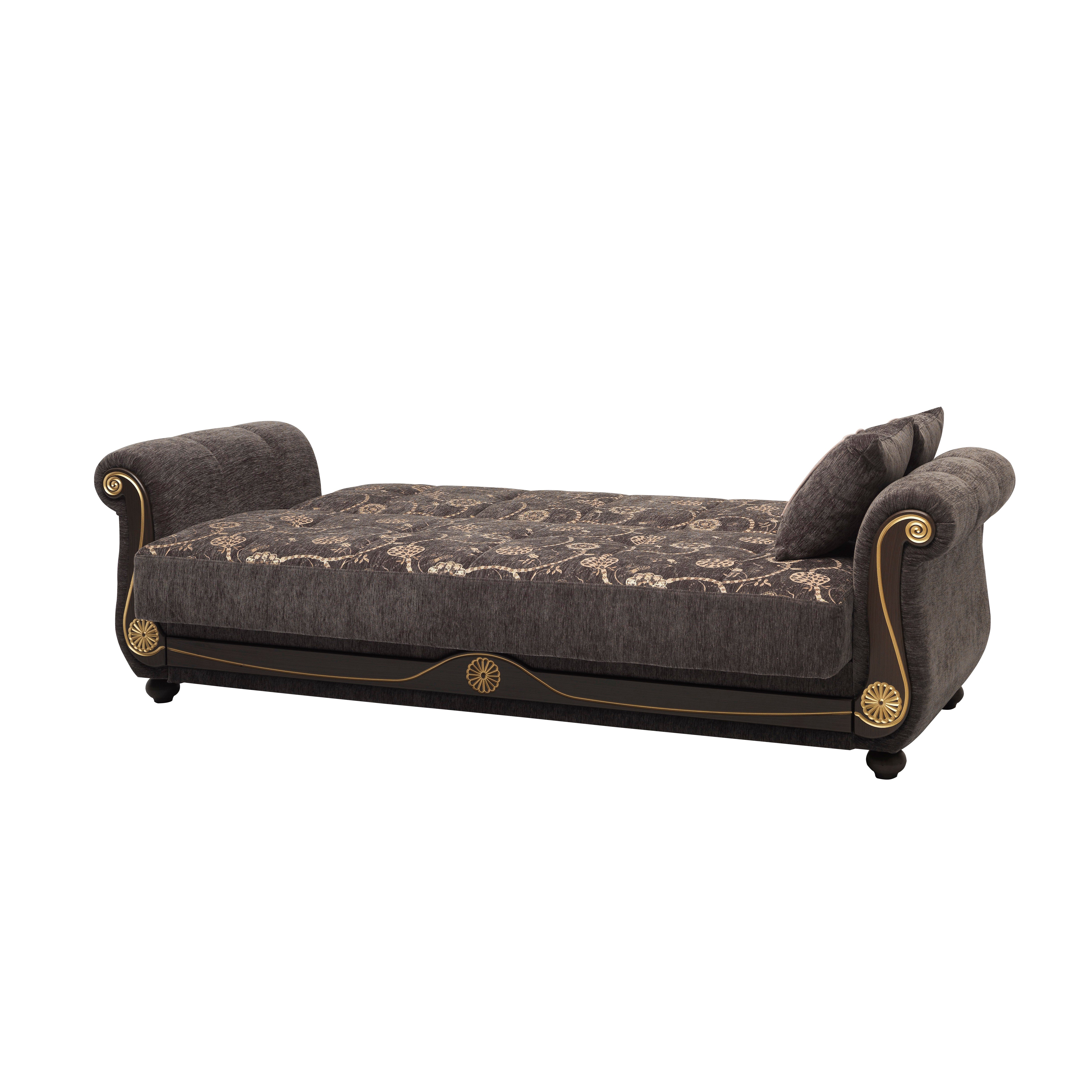PrimeNest Timberline Collection Grey Upholstered Convertible Sofabed with Storage ¨C Bedding Collections for Living Room & Small Spaces