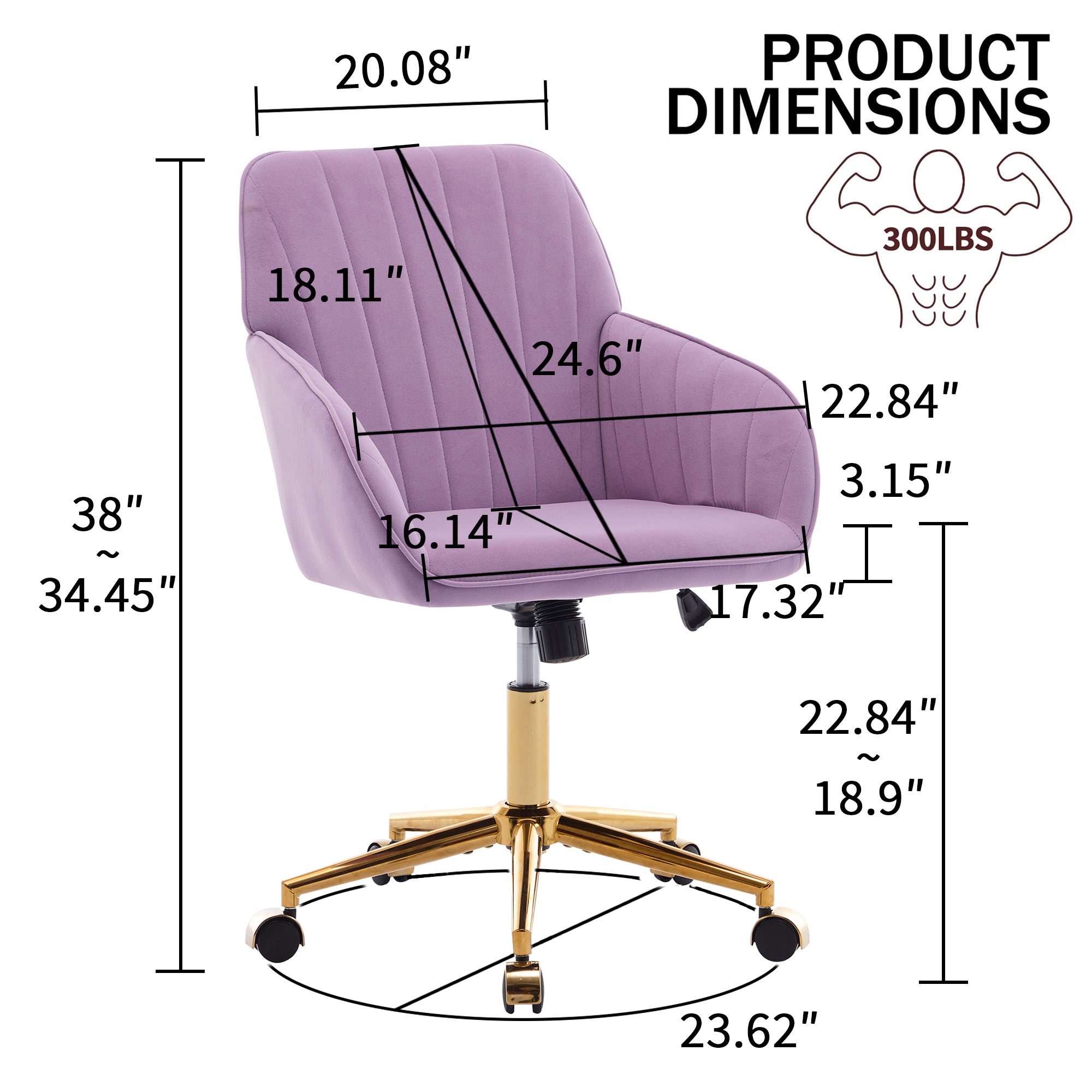 Koorbiir Adjustable Office Chair, Home Bedroom, Ergonomic Swivel Chair, Backrest Seat, Comfortable for Long Sitting