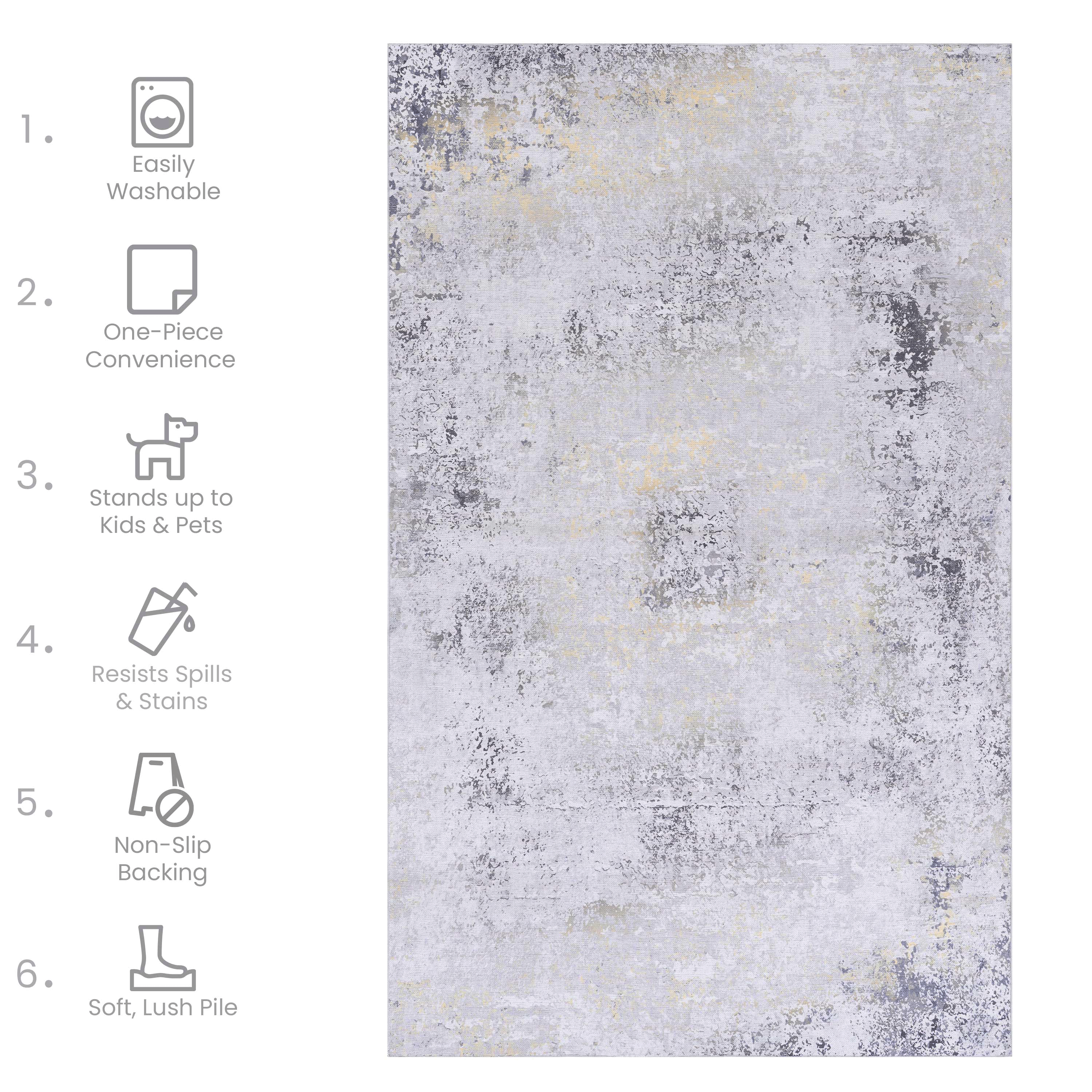 koorbiir G5 2'6 x 10' Gold & Gray Washable Runner Rug ¨C Durable Long Rugs for Hallway and Entryway