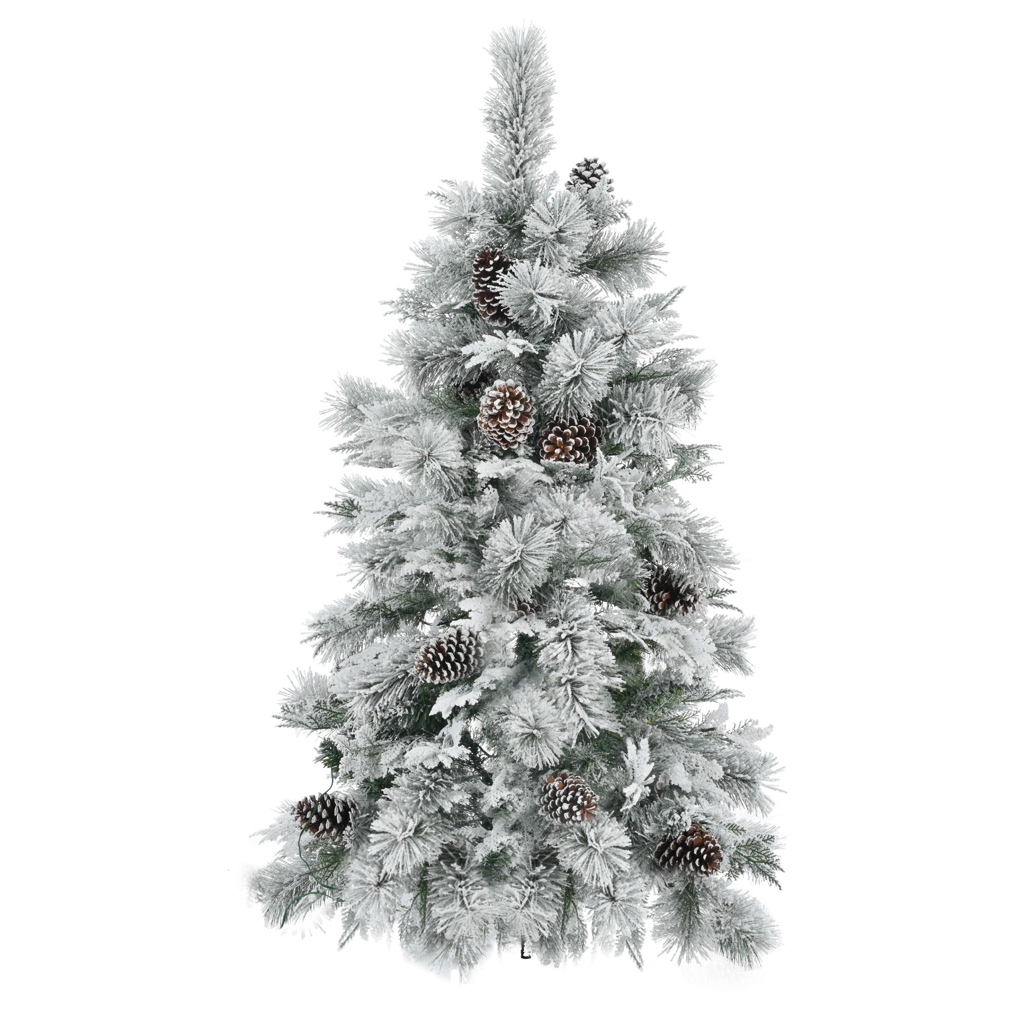 koorbiir ar5 6FT Pre-Lit Artificial Spruce Snow Flocked Christmas Tree with Pine Cones, 403 Branch Tips, 250 Multi-Color LED Lights, 11 Flashing Modes, Holiday D¨¦cor