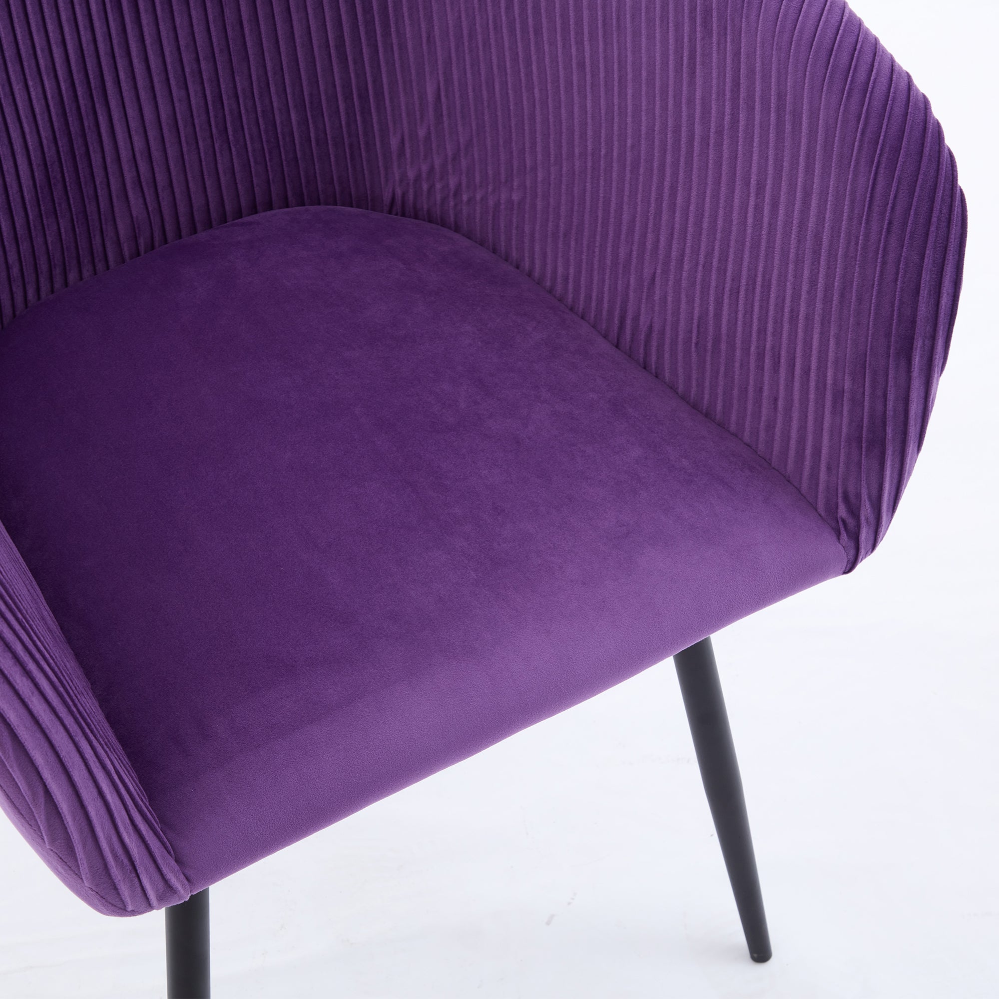 Koorbiir stripe dinding chair,Modern velvet kitchen chairs with armrests, cushioned bucket dining chairs, wheel less decorative chairs, dressing table chairs, 1pc purple