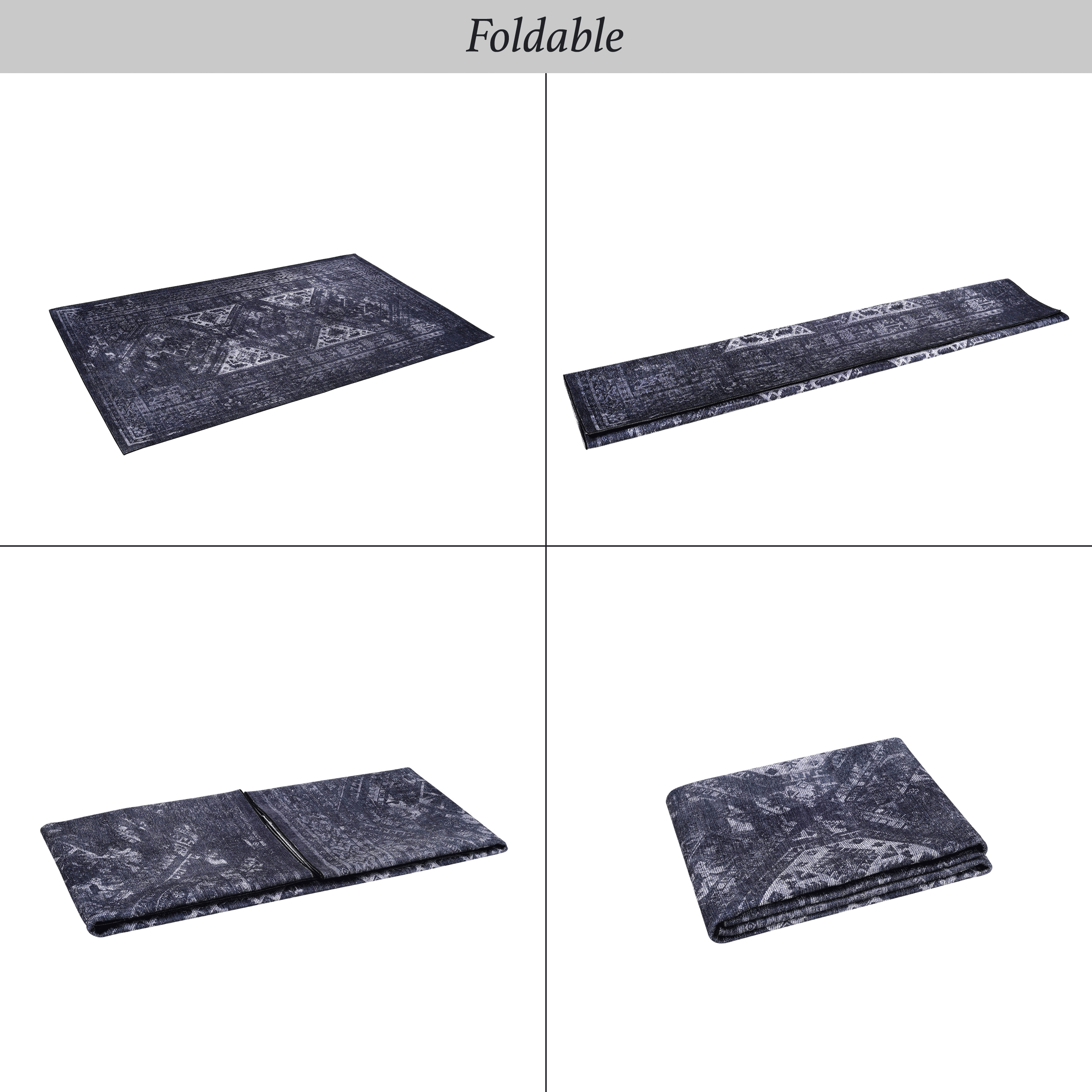 koorbiir R1 9x12 Black and Gray Washable Area Rug ¨C Durable Large Floor Rugs for Living Room and Bedroom