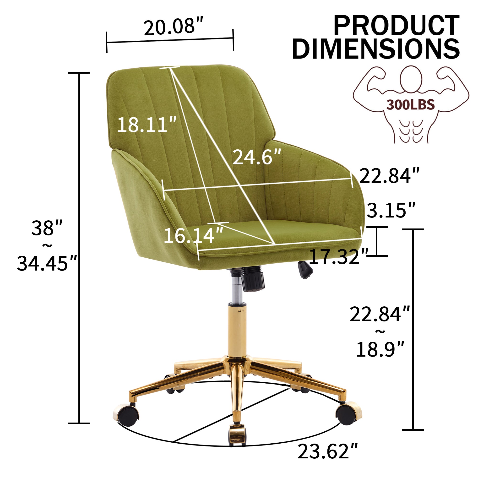 Koorbiir Adjustable Office Chair, Home Bedroom, Ergonomic Swivel Chair, Backrest Seat, Comfortable for Long Sitting