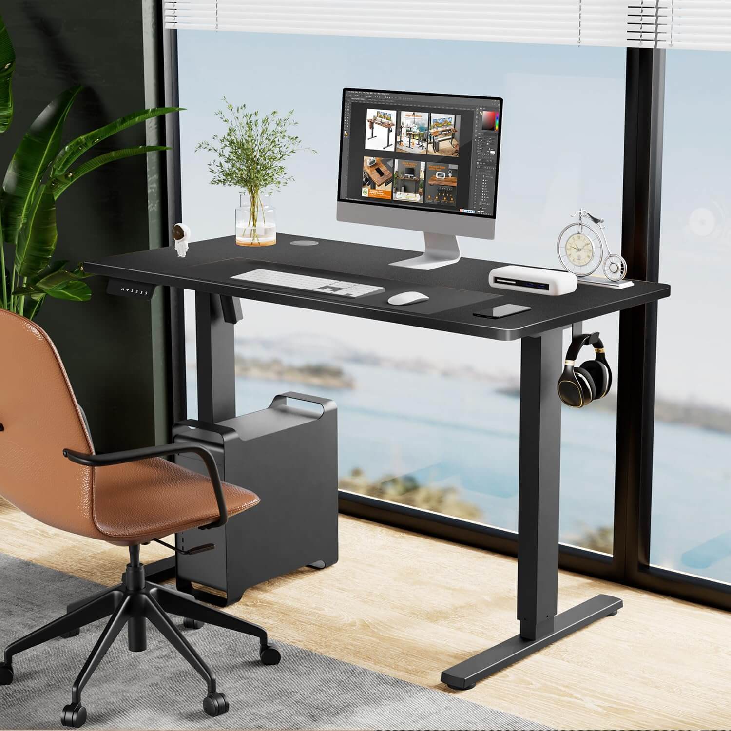 Electric Height Adjustable Standing Desk,Sit to Stand Ergonomic Computer Desk,Black,40'' x 24"