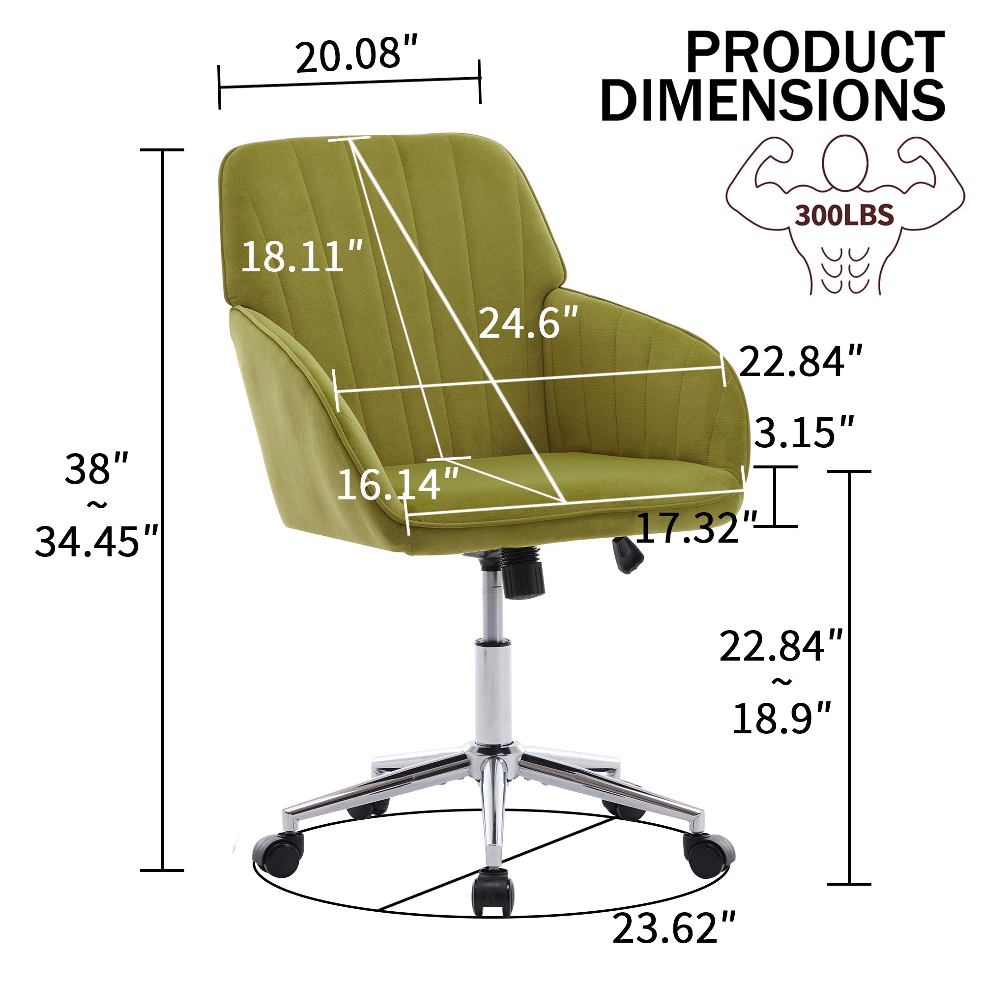 Koorbiir Adjustable Office Chair, Home Bedroom, Ergonomic Swivel Chair, Backrest Seat, Comfortable for Long Sitting