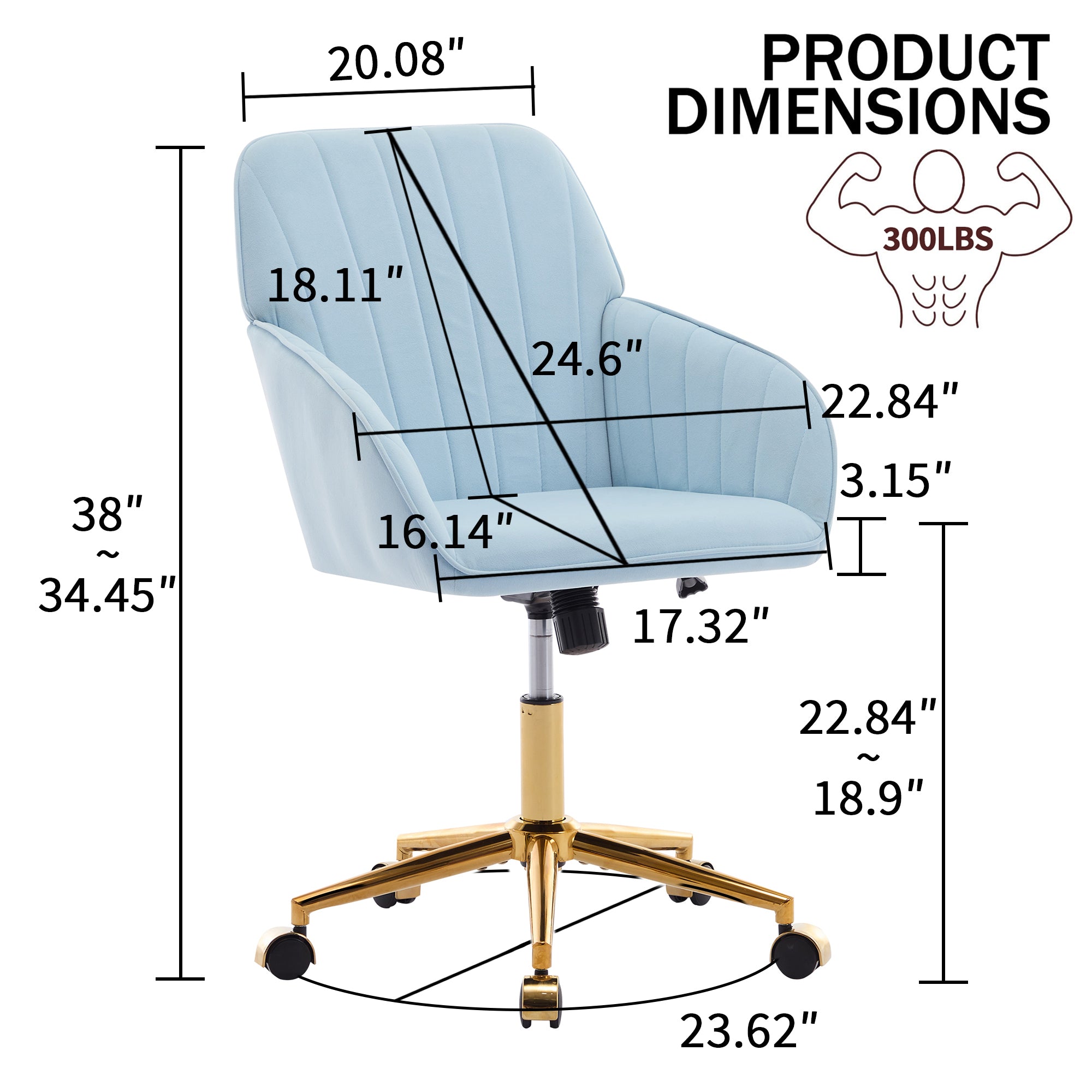 Koorbiir Adjustable Office Chair, Home Bedroom, Ergonomic Swivel Chair, Backrest Seat, Comfortable for Long Sitting