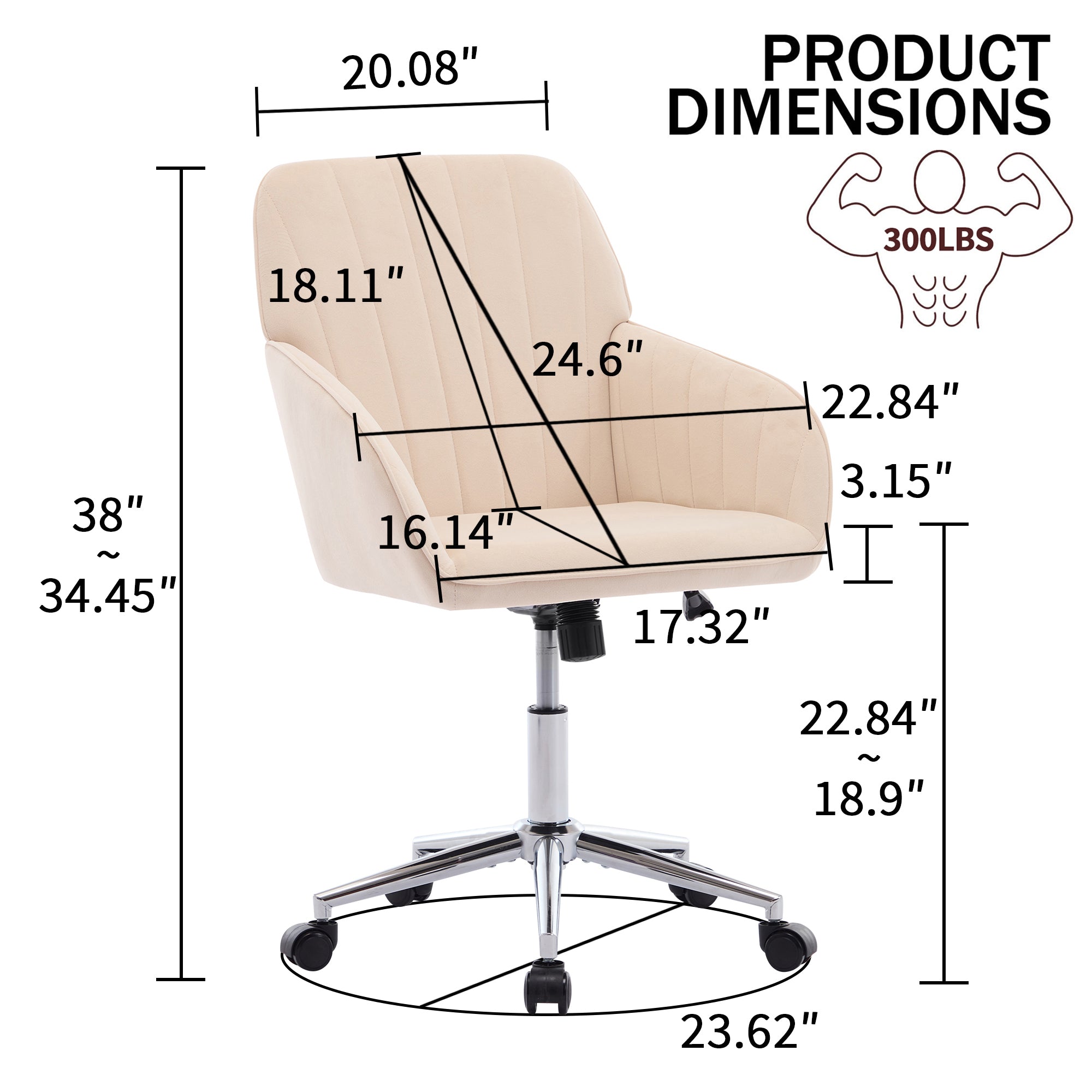 Koorbiir Adjustable Office Chair, Home Bedroom, Ergonomic Swivel Chair, Backrest Seat, Comfortable for Long Sitting