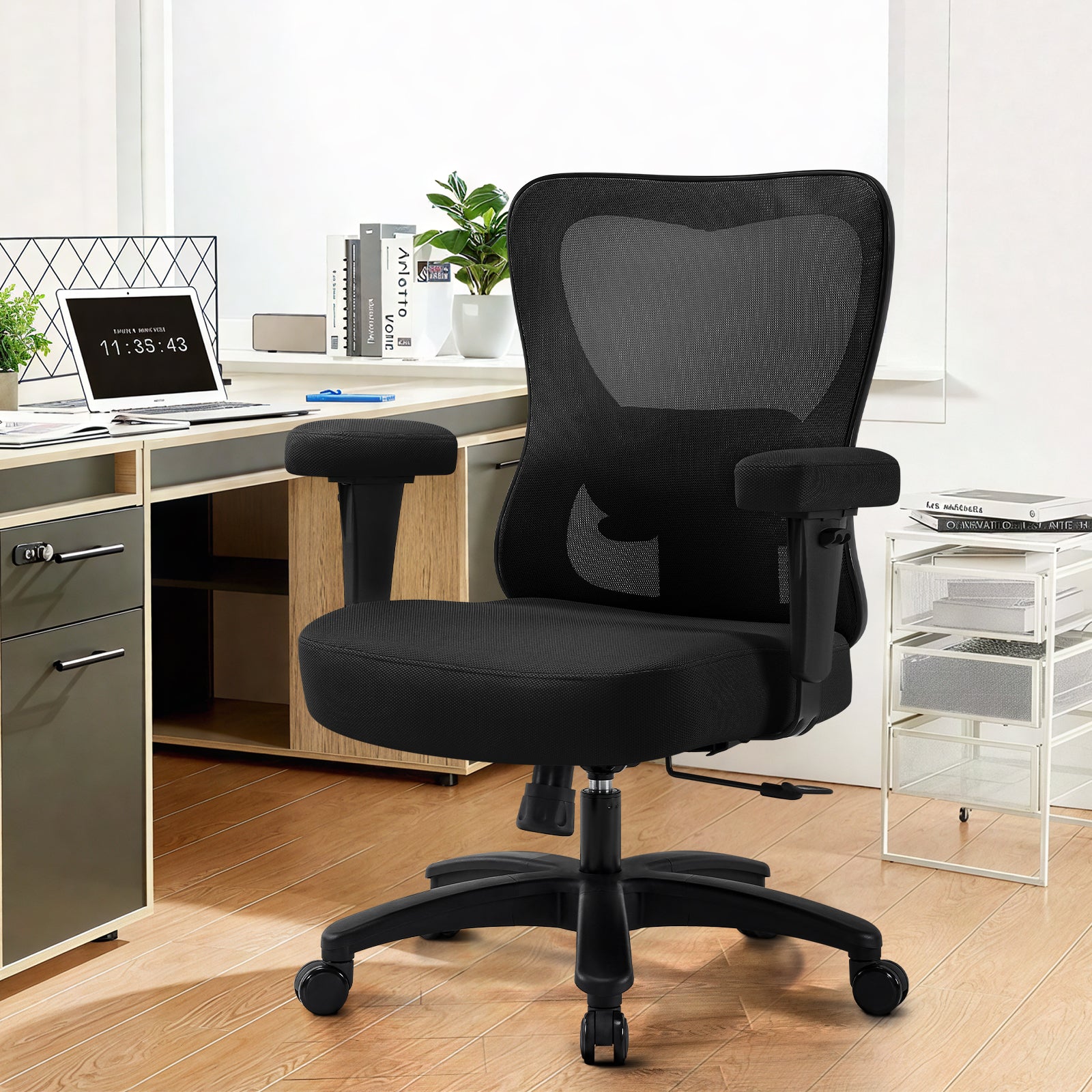 koorbiir m5 Large Ergonomic Mesh Chair ¨C Heavy Duty Executive Office Chair with Thick Cushion and Wheels, Black