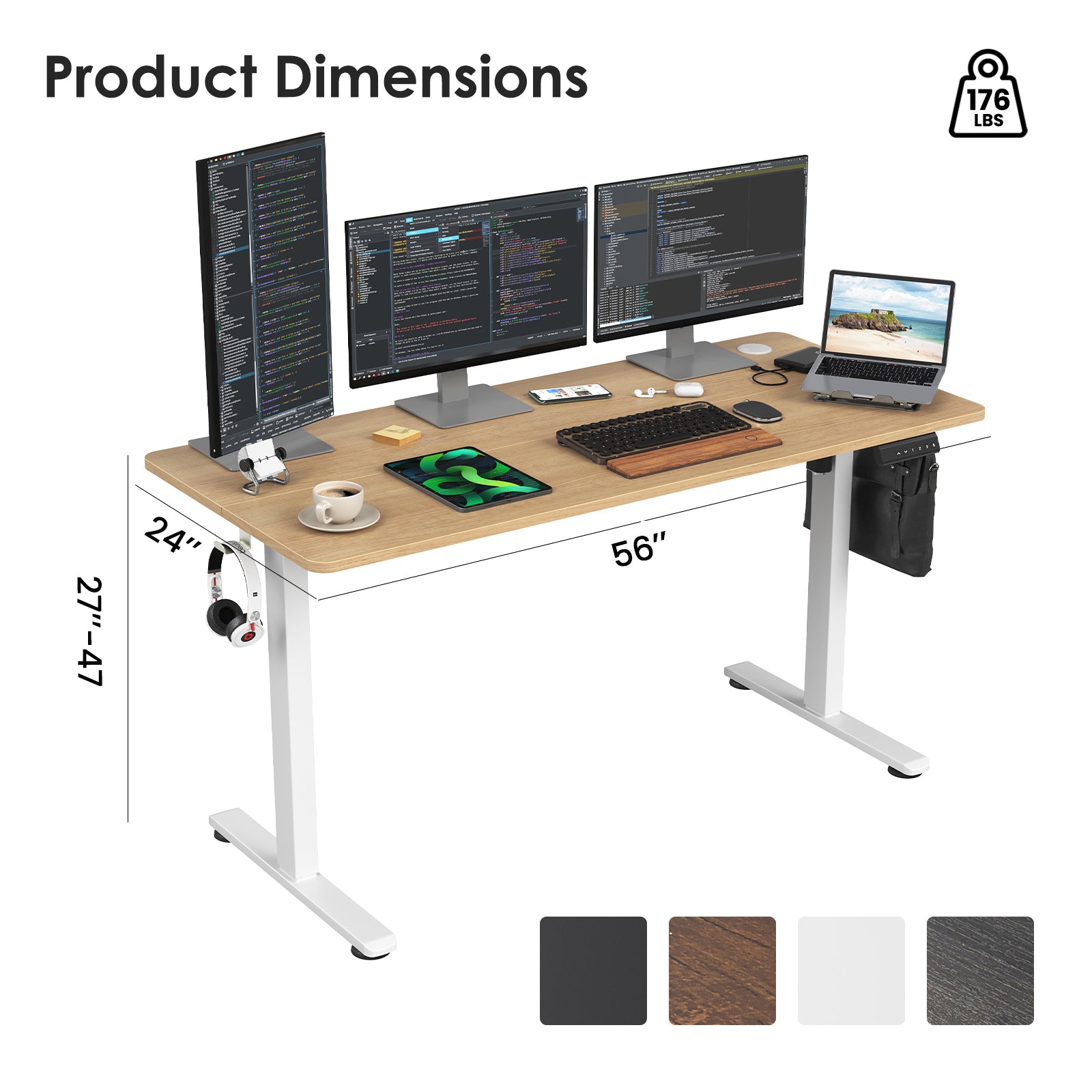 koorbiir d2 Electric Standing Desk with Adjustable Height, Home Office Sit-Stand Desk with Spliced Desktop