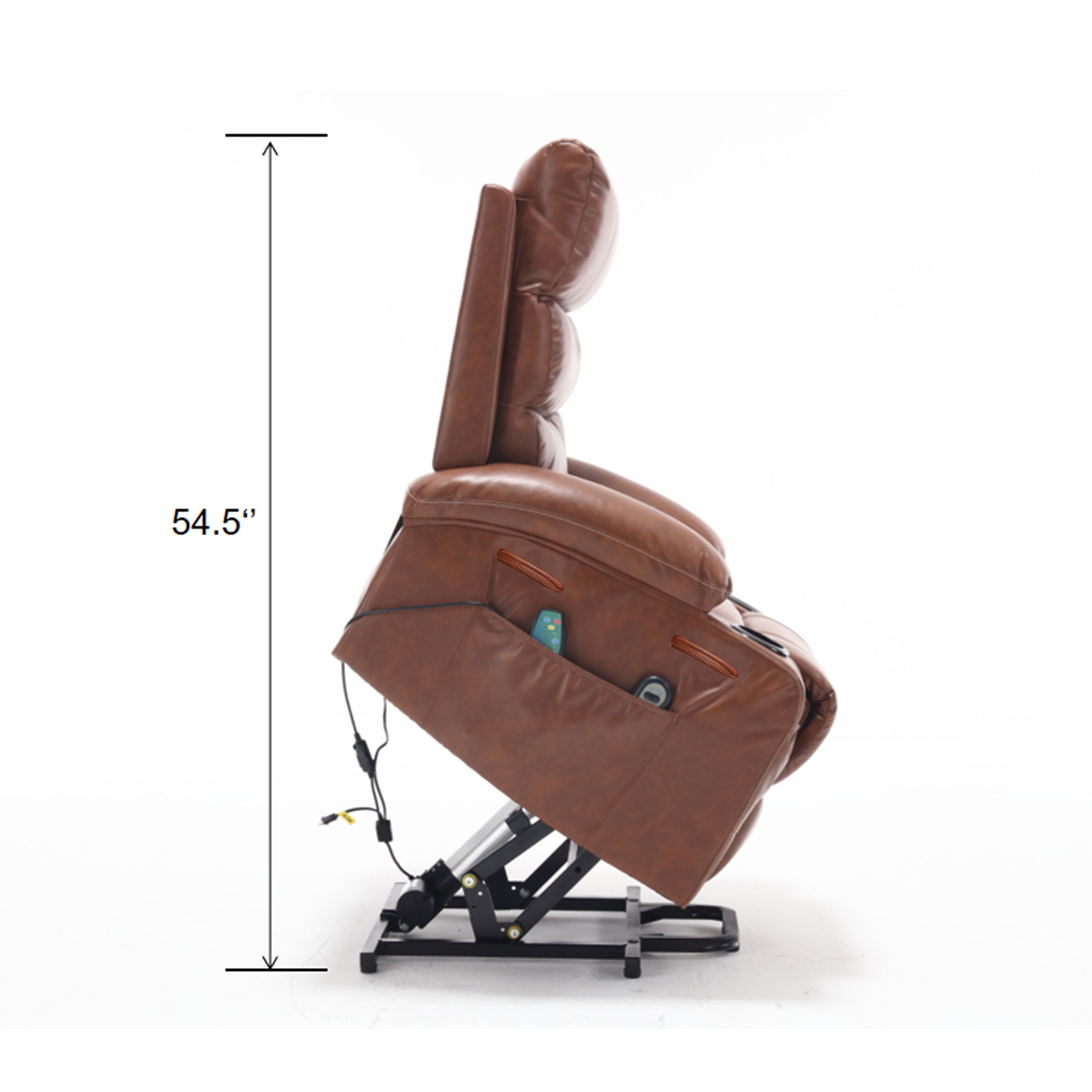 21" Electric Power Lift Recliner Chair Sofa for Elderly with 8-Point Vibration Massage, Lumbar Heat, Remote Control, Side Pockets & Cup Holders