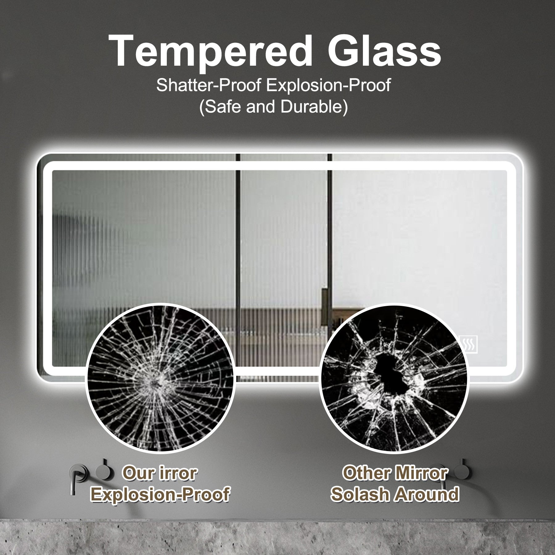 koorbiir mi2 28x60 LED Bathroom Vanity Mirror, Anti-Fog, Dimmable, Shatter-Proof Tempered Glass Wall Mirror for Bathroom Decor, Makeup, and Shaving