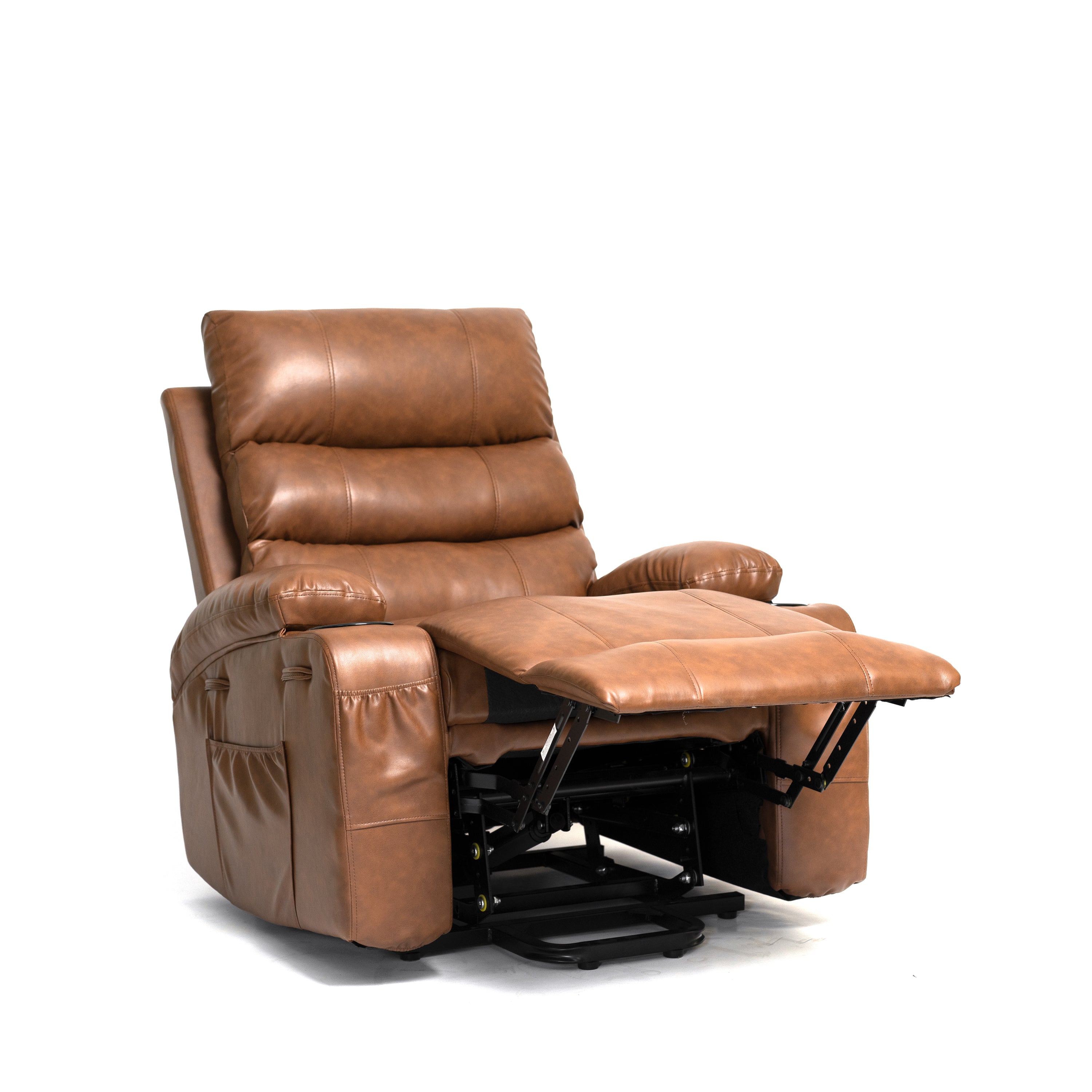 21" Electric Power Lift Recliner Chair Sofa for Elderly with 8-Point Vibration Massage, Lumbar Heat, Remote Control, Side Pockets & Cup Holders