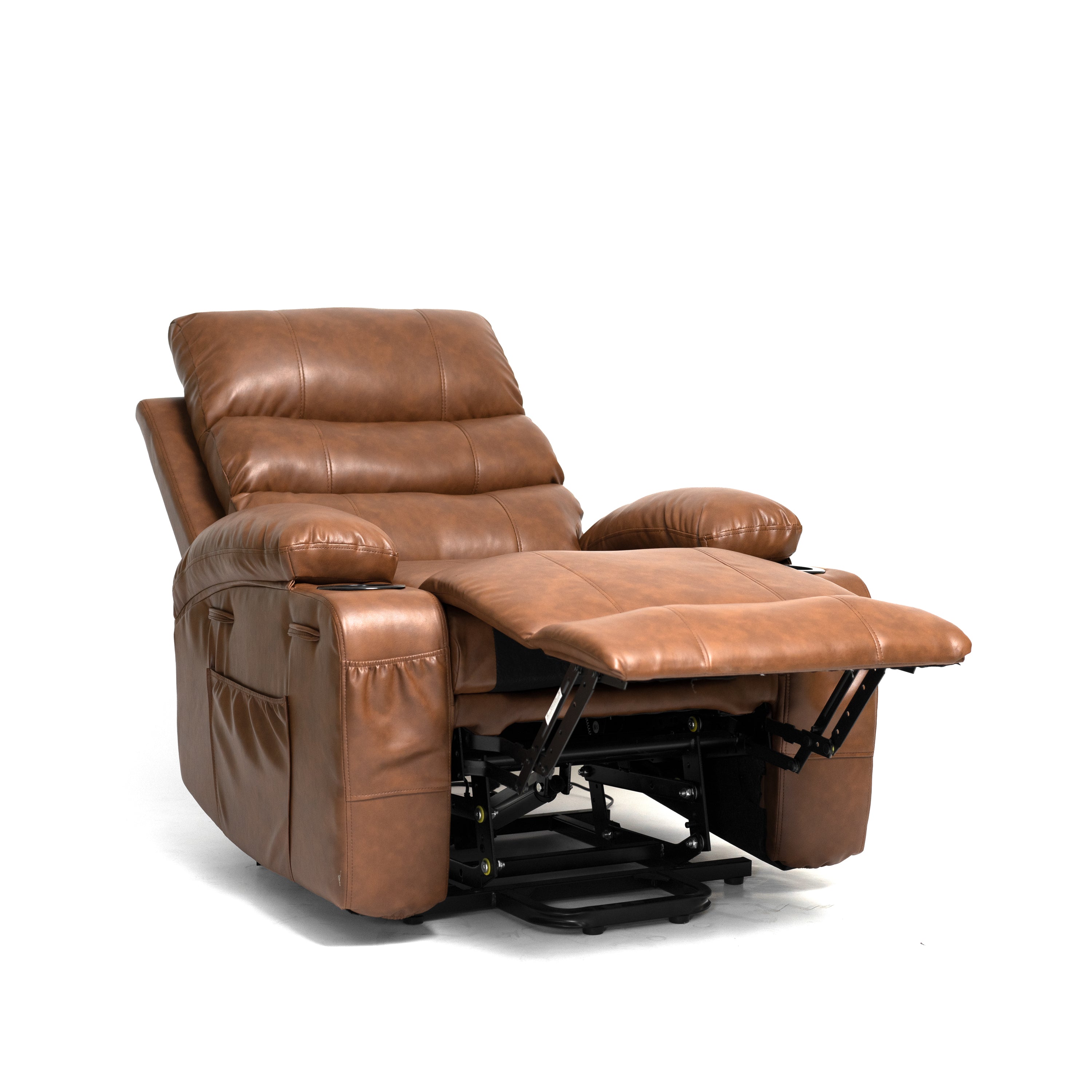 21" Electric Power Lift Recliner Chair Sofa for Elderly with 8-Point Vibration Massage, Lumbar Heat, Remote Control, Side Pockets & Cup Holders