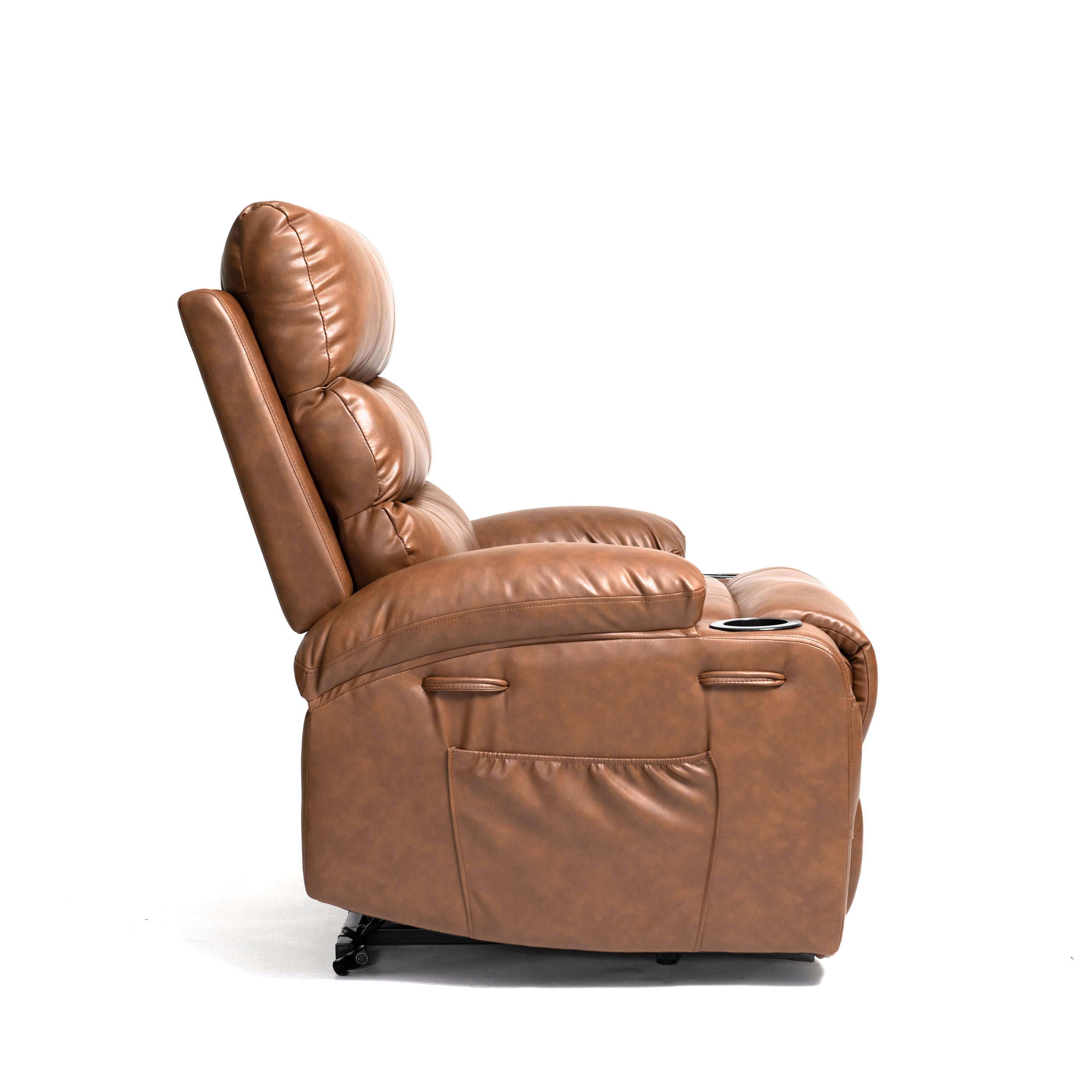 21" Electric Power Lift Recliner Chair Sofa for Elderly with 8-Point Vibration Massage, Lumbar Heat, Remote Control, Side Pockets & Cup Holders