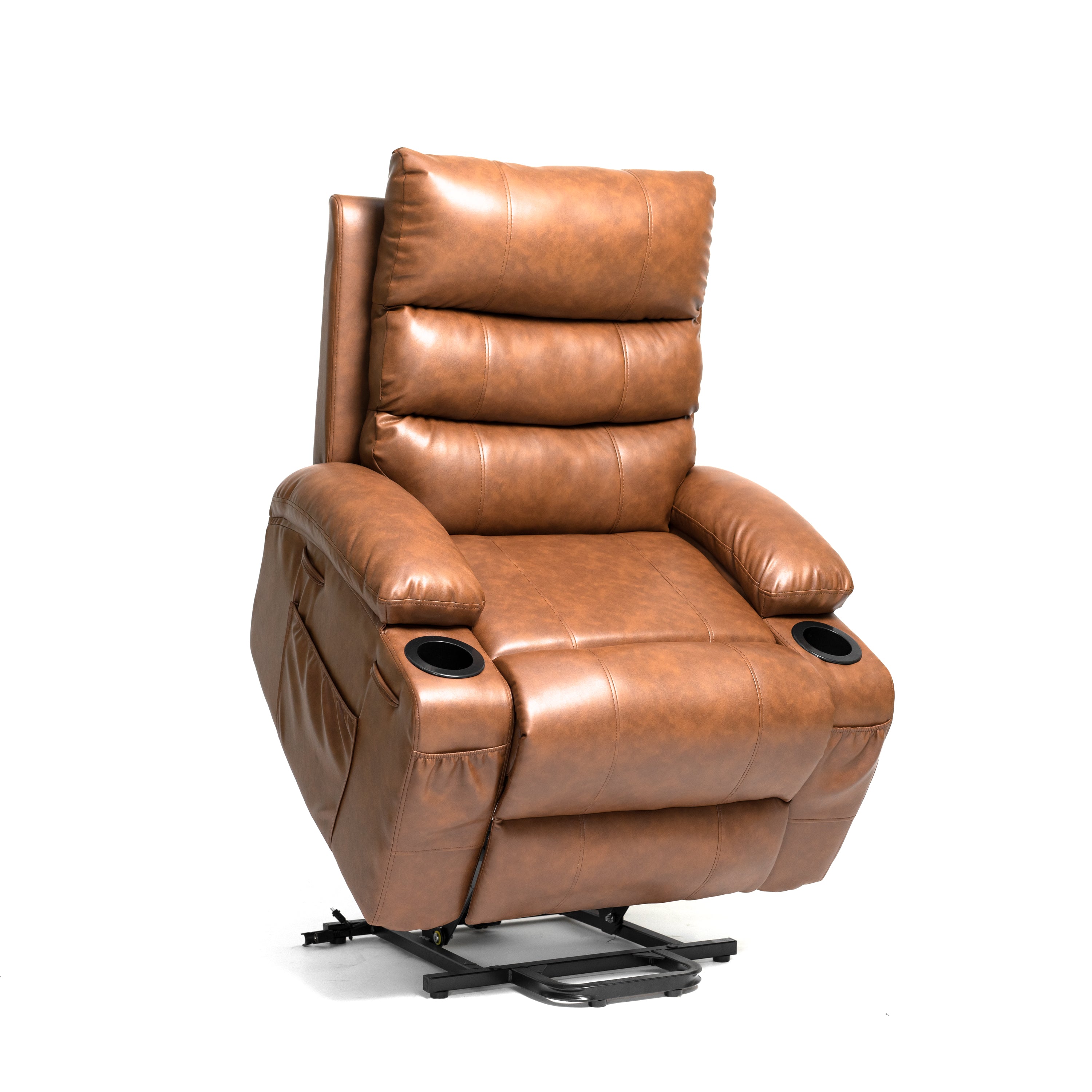 21" Electric Power Lift Recliner Chair Sofa for Elderly with 8-Point Vibration Massage, Lumbar Heat, Remote Control, Side Pockets & Cup Holders