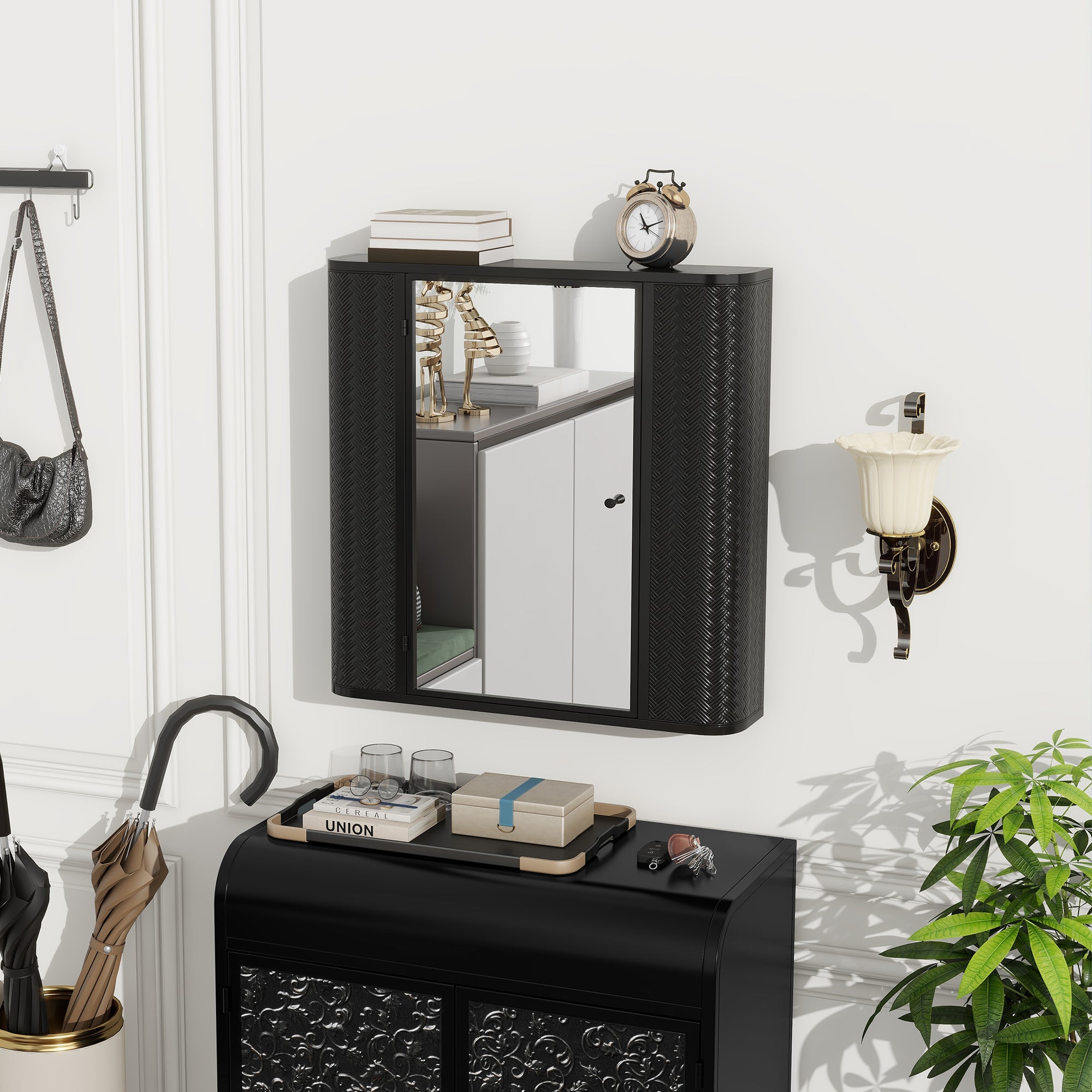 Wall-Mounted Bathroom Cabinet with Mirror ¨C Metal Framed Medicine Cabinet with 2 Shelves for Modern Bathroom Organization