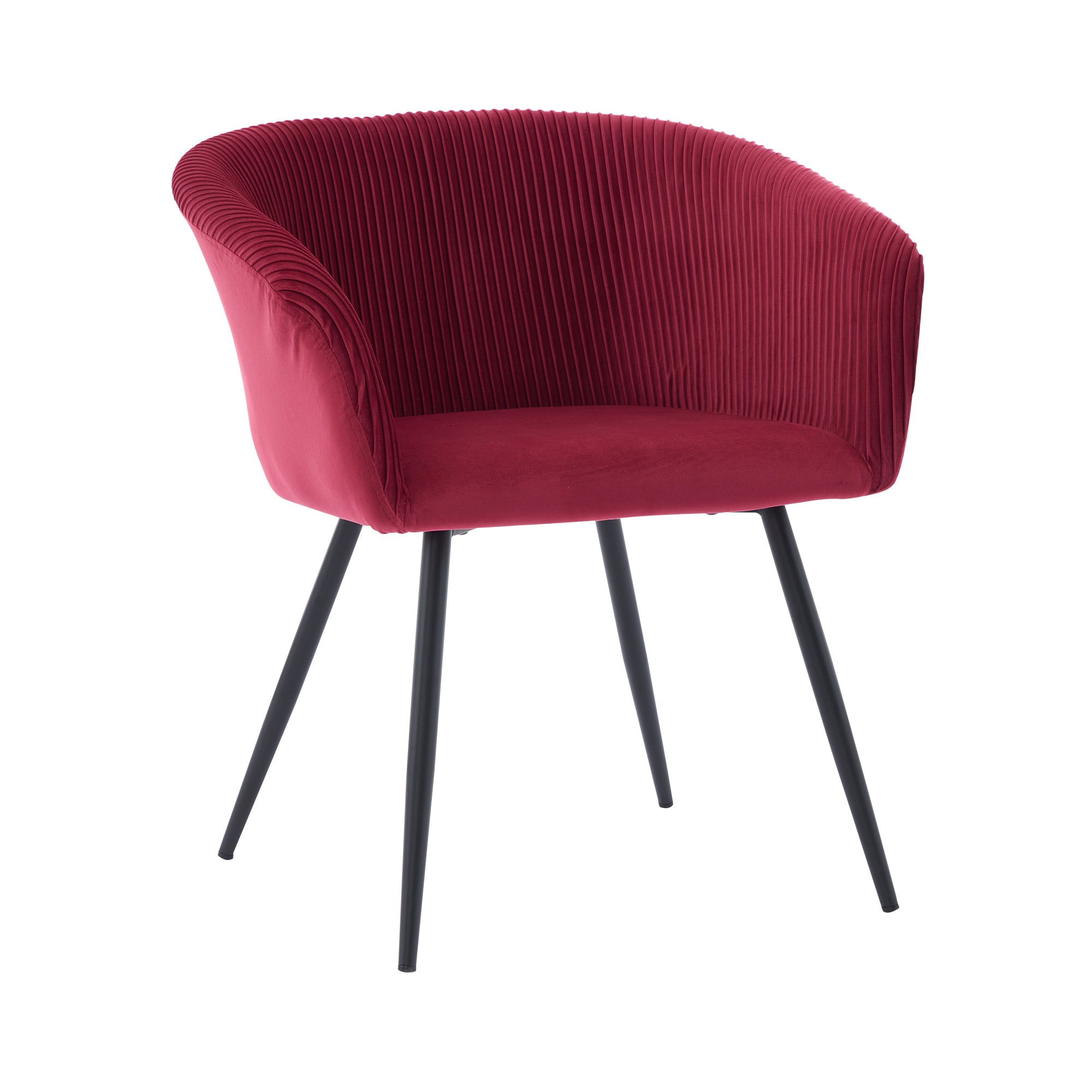 Koorbiir stripe dinding chair,Modern velvet kitchen chairs with armrests, cushioned bucket dining chairs, wheel less decorative chairs, dressing table chairs, 1PC Wine Red