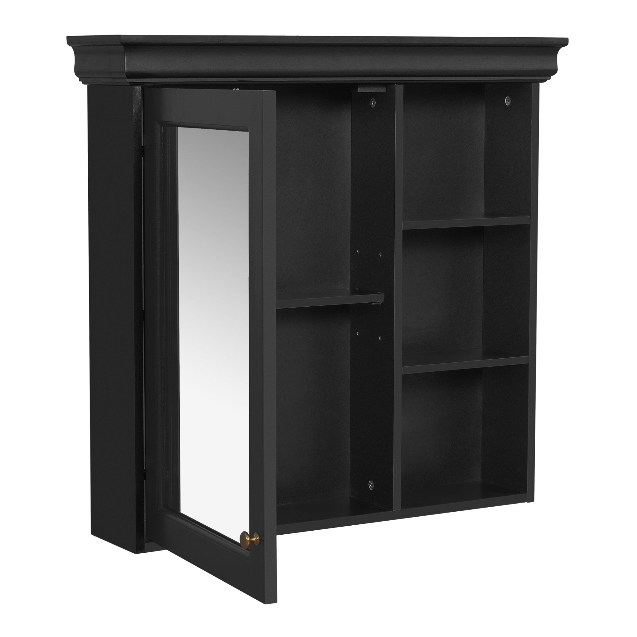 koorbiir ba6 30'' x 28'' Wall - Mounted Bathroom Medicine Cabinet with Mirror ¨C Over Toilet Storage Organizer for Bathroom Organization, Black MDF Cabinet - Koorbiir