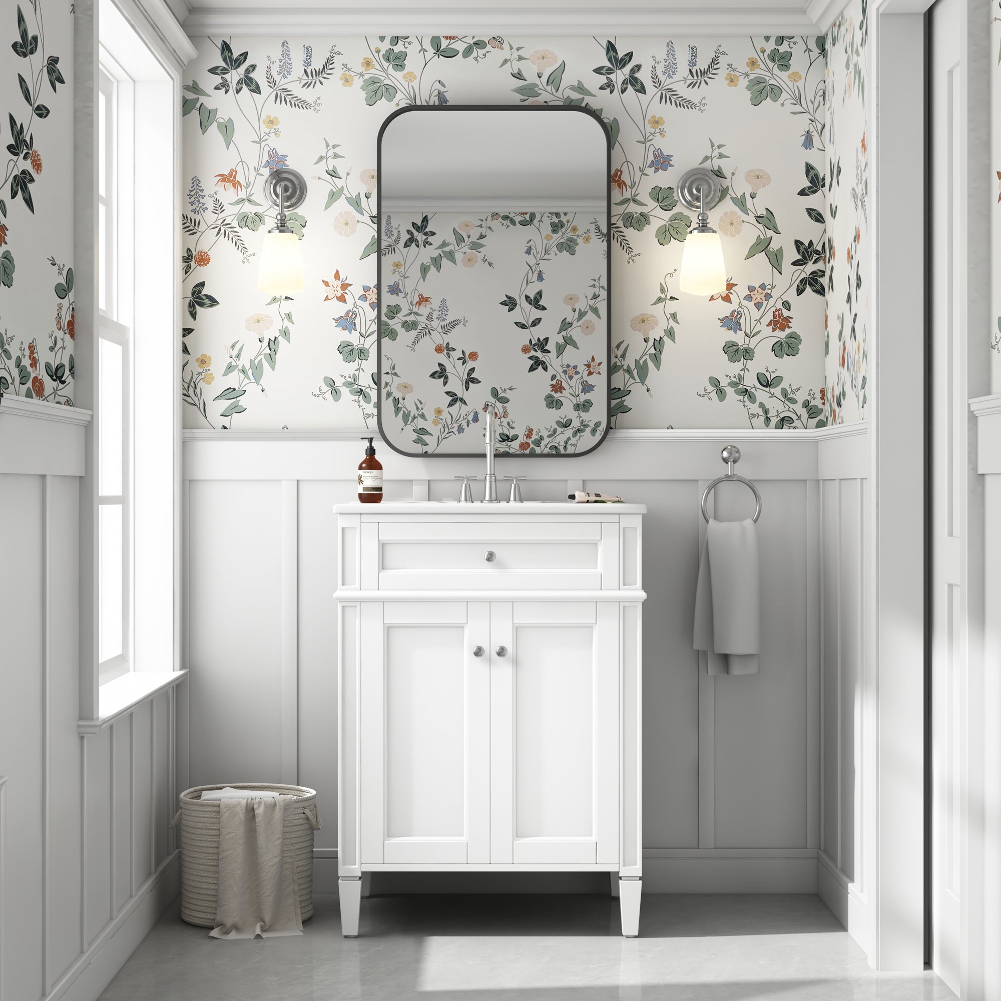 24 Bathroom Vanity Cabinet with Sink ¨C Soft-Closing Doors, Tip-Out Drawer & Organizers for Bathroom Organization