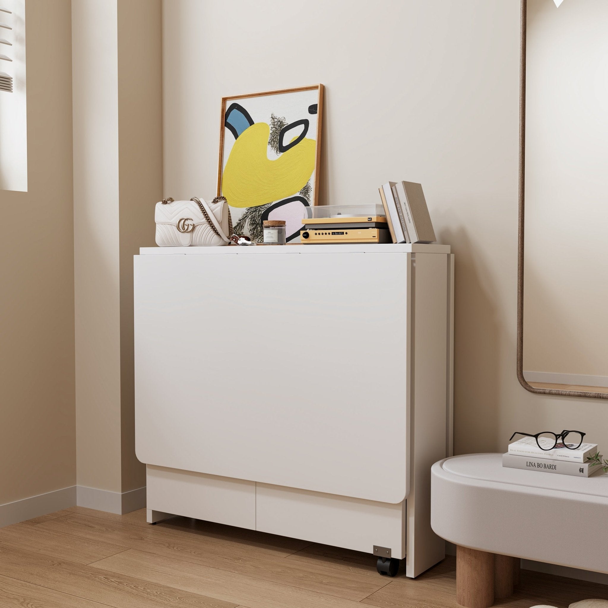 koorbiir f3 51.18 White Foldable Table ¨C Lightweight Long Table for Small Family Dining or Display Use - Koorbiir