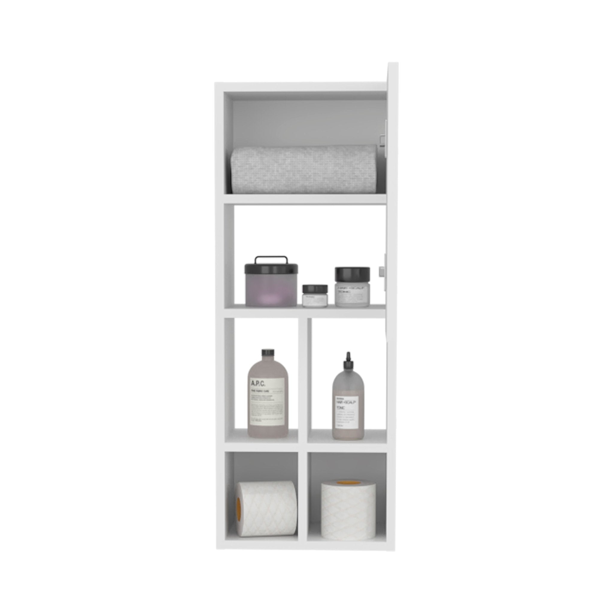 koorbiir ba8 Niwot Wall - Mounted Bathroom Cabinet ¨C Single Door Organizer for Toiletries, Towels, and Bathroom Organization, White - Koorbiir
