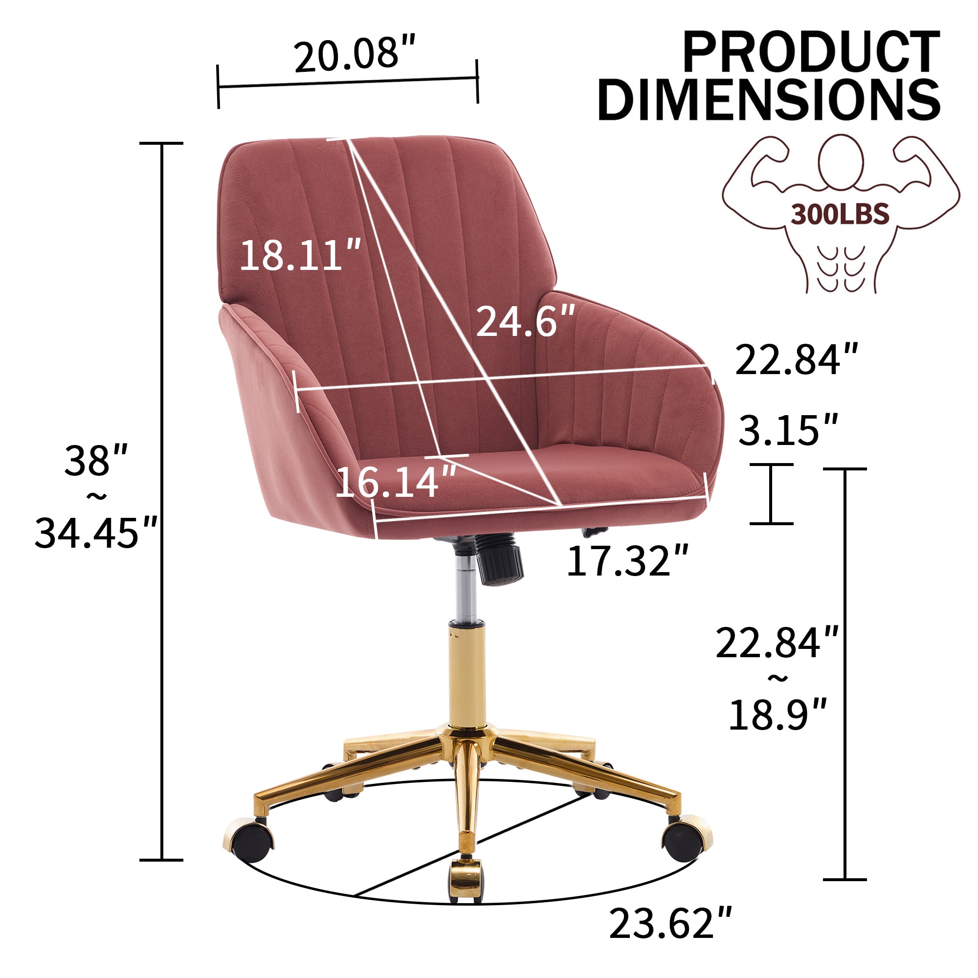 Koorbiir Adjustable Office Chair, Home Bedroom, Ergonomic Swivel Chair, Backrest Seat, Comfortable for Long Sitting