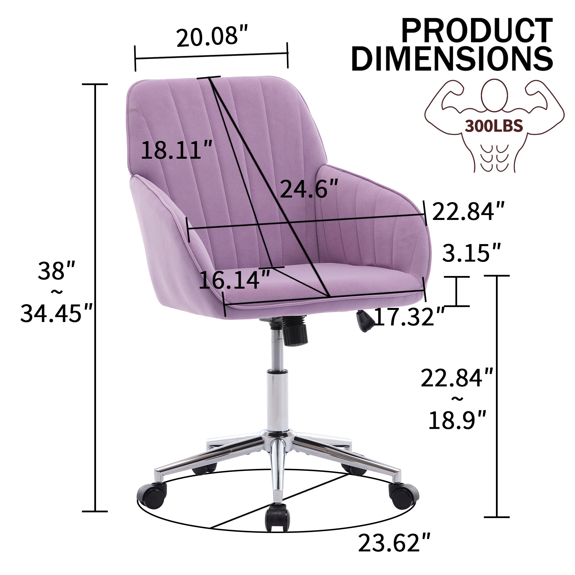 Koorbiir Adjustable Office Chair, Home Bedroom, Ergonomic Swivel Chair, Backrest Seat, Comfortable for Long Sitting