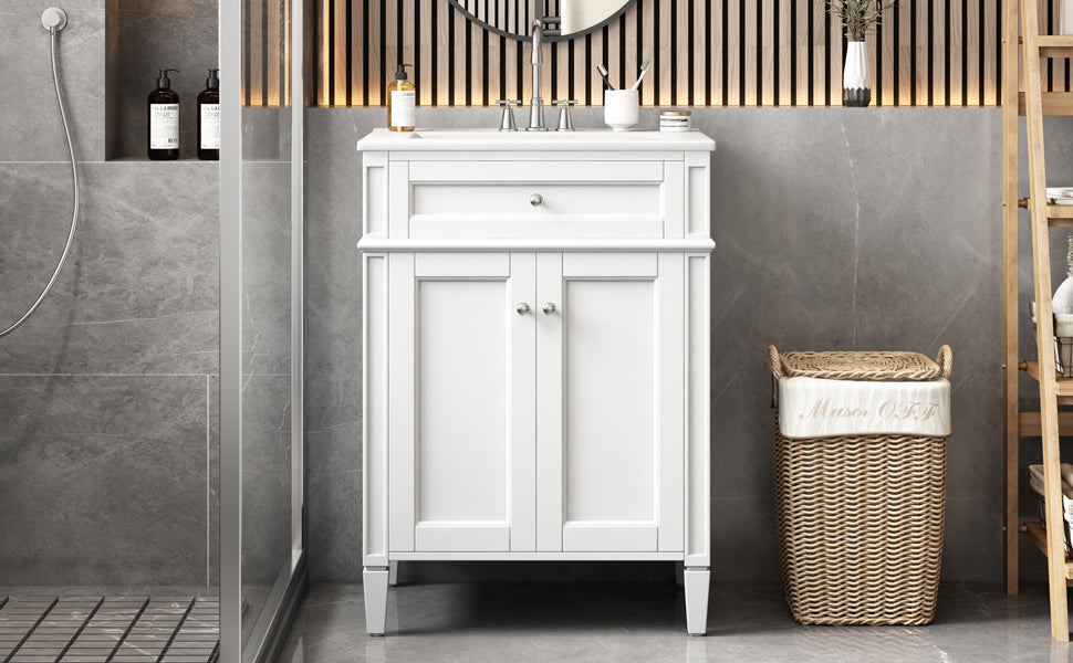 24 Bathroom Vanity Cabinet with Sink ¨C Soft-Closing Doors, Tip-Out Drawer & Organizers for Bathroom Organization