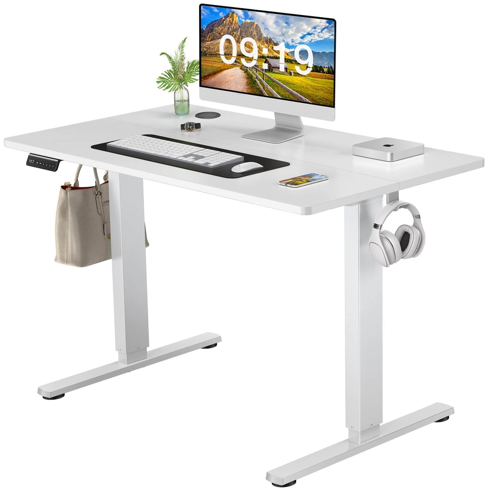 Electric Height Adjustable Standing Desk,Sit to Stand Ergonomic Computer Desk,White,40'' x 24"