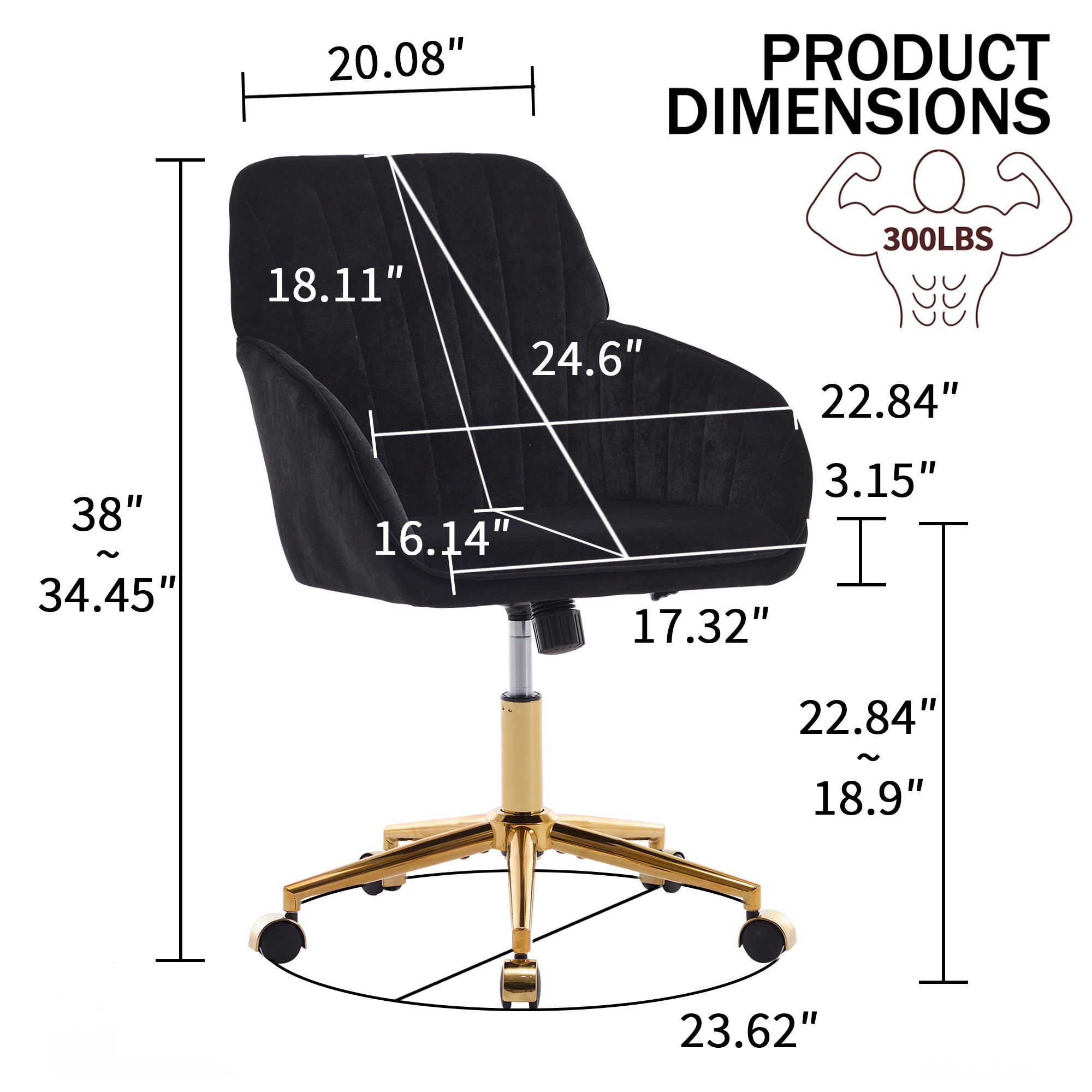 Koorbiir Adjustable Office Chair, Home Bedroom, Ergonomic Swivel Chair, Backrest Seat, Comfortable for Long Sitting