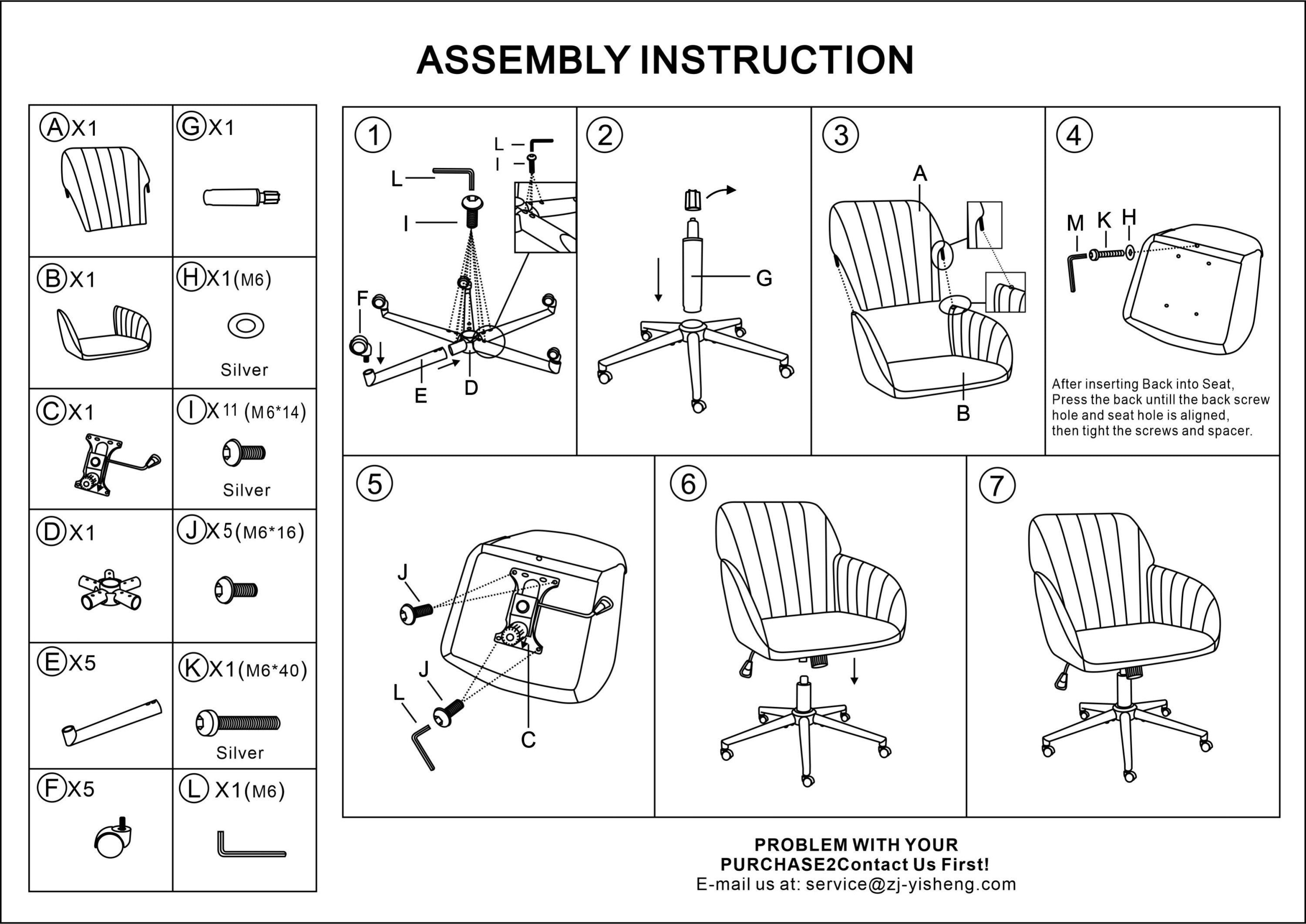 Koorbiir Adjustable Office Chair, Home Bedroom, Ergonomic Swivel Chair, Backrest Seat, Comfortable for Long Sitting