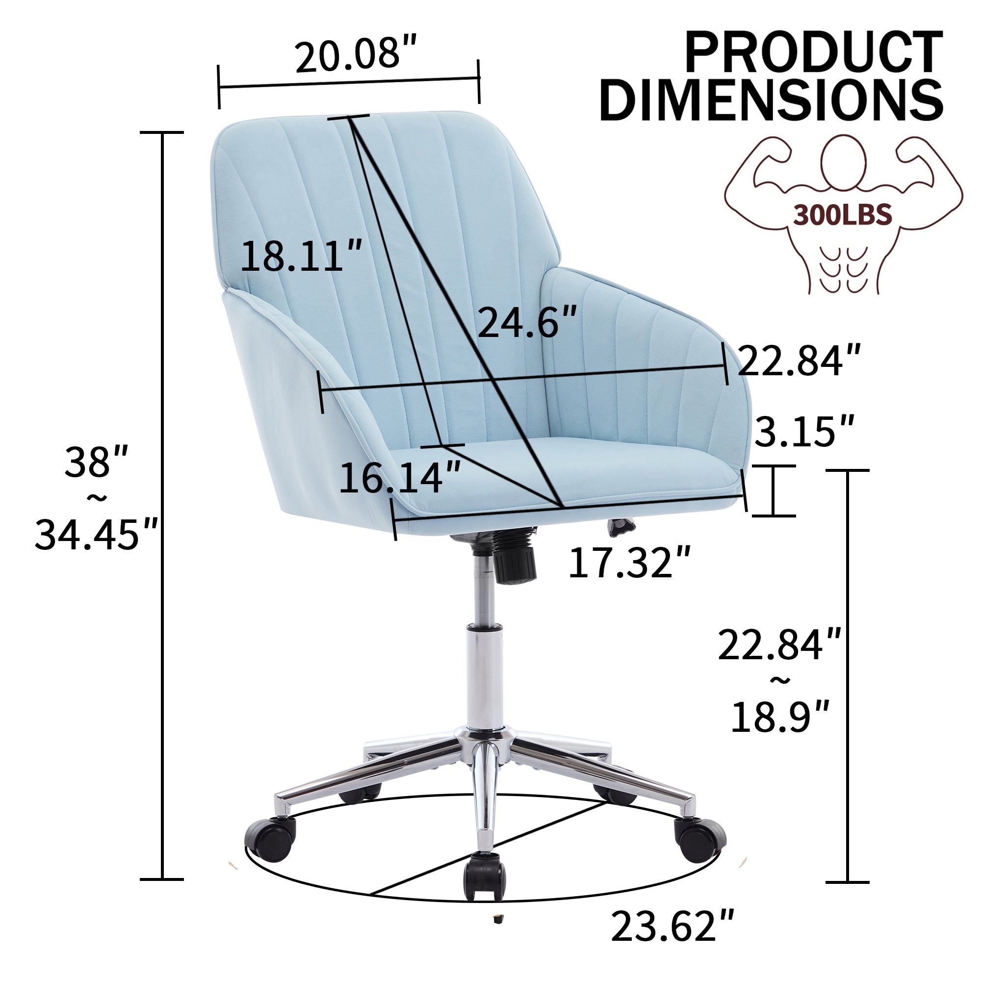 Koorbiir Adjustable Office Chair, Home Bedroom, Ergonomic Swivel Chair, Backrest Seat, Comfortable for Long Sitting