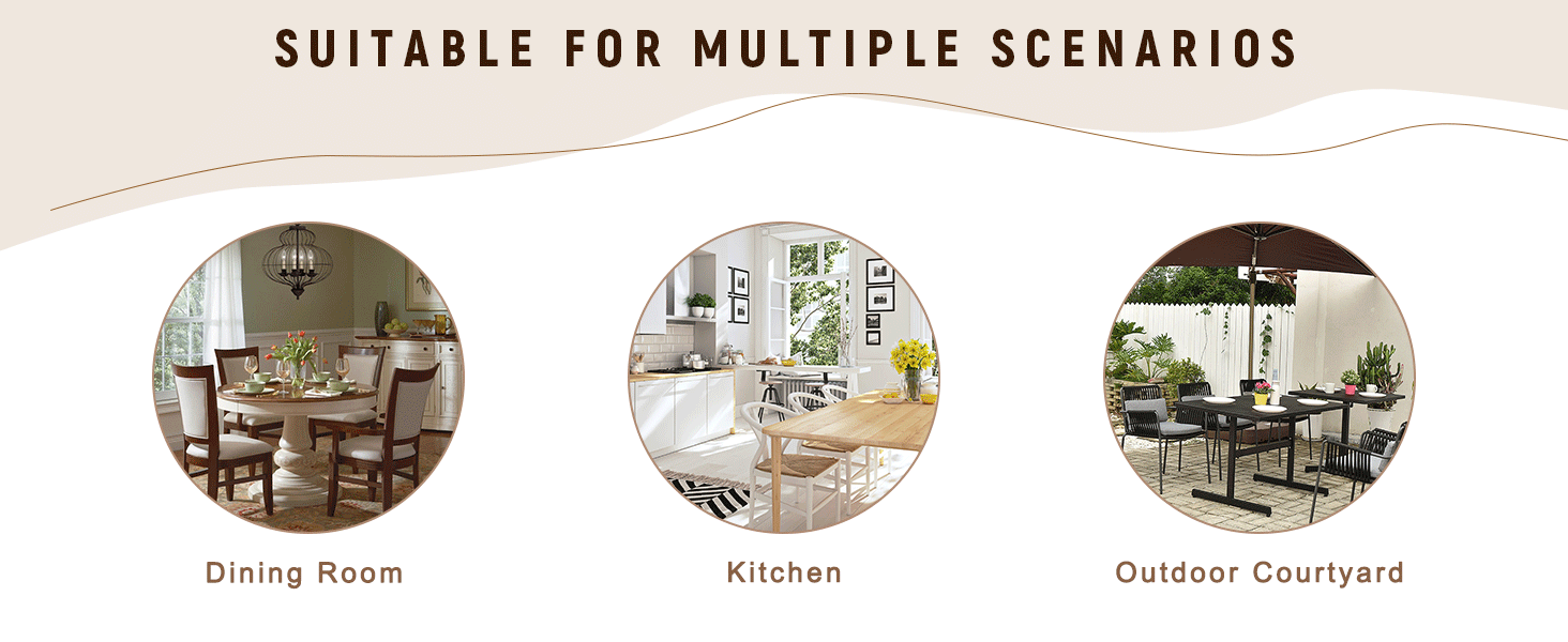 koorbiir ta5 71" x 35.4" Wooden & Black Spliced Dining Table with Middle Storage ¨C 8 Light Gray Linen-Cotton Chairs, Simple and Versatile Table Linens Set
